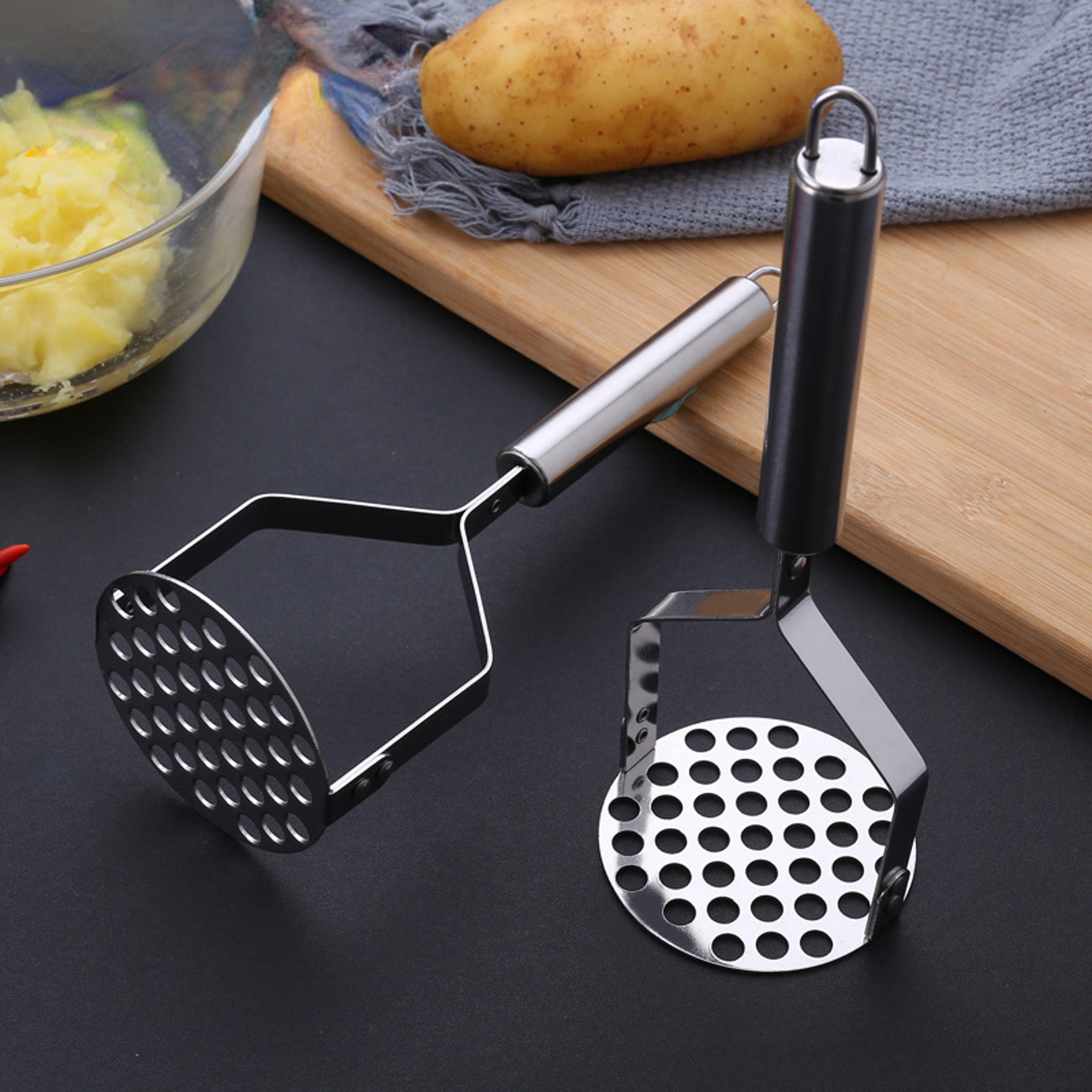 premium stainless steel potato & vegetable masher easy garlic & fruit crusher