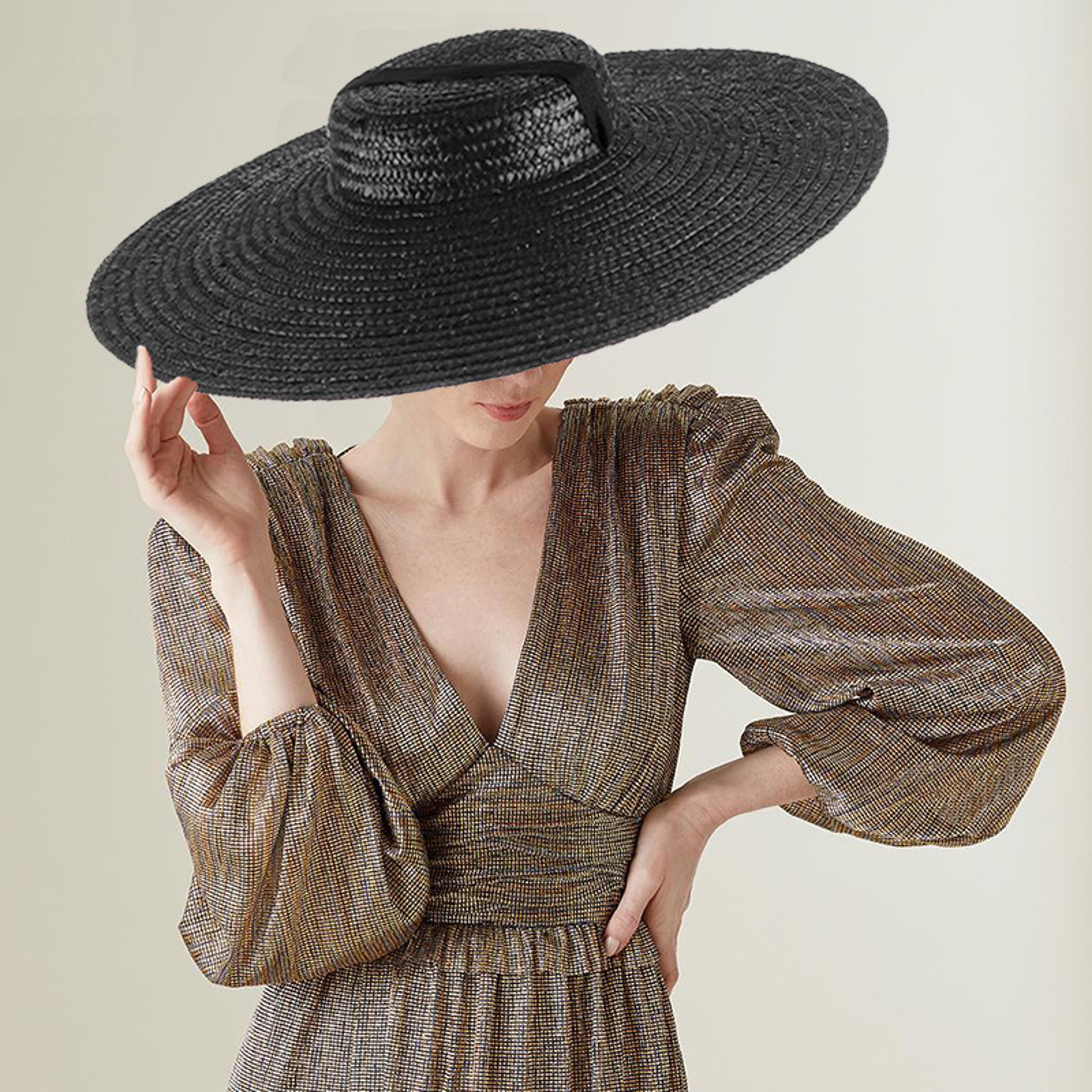 elegant wide brim straw hat for women vintage summer beach sun hat
