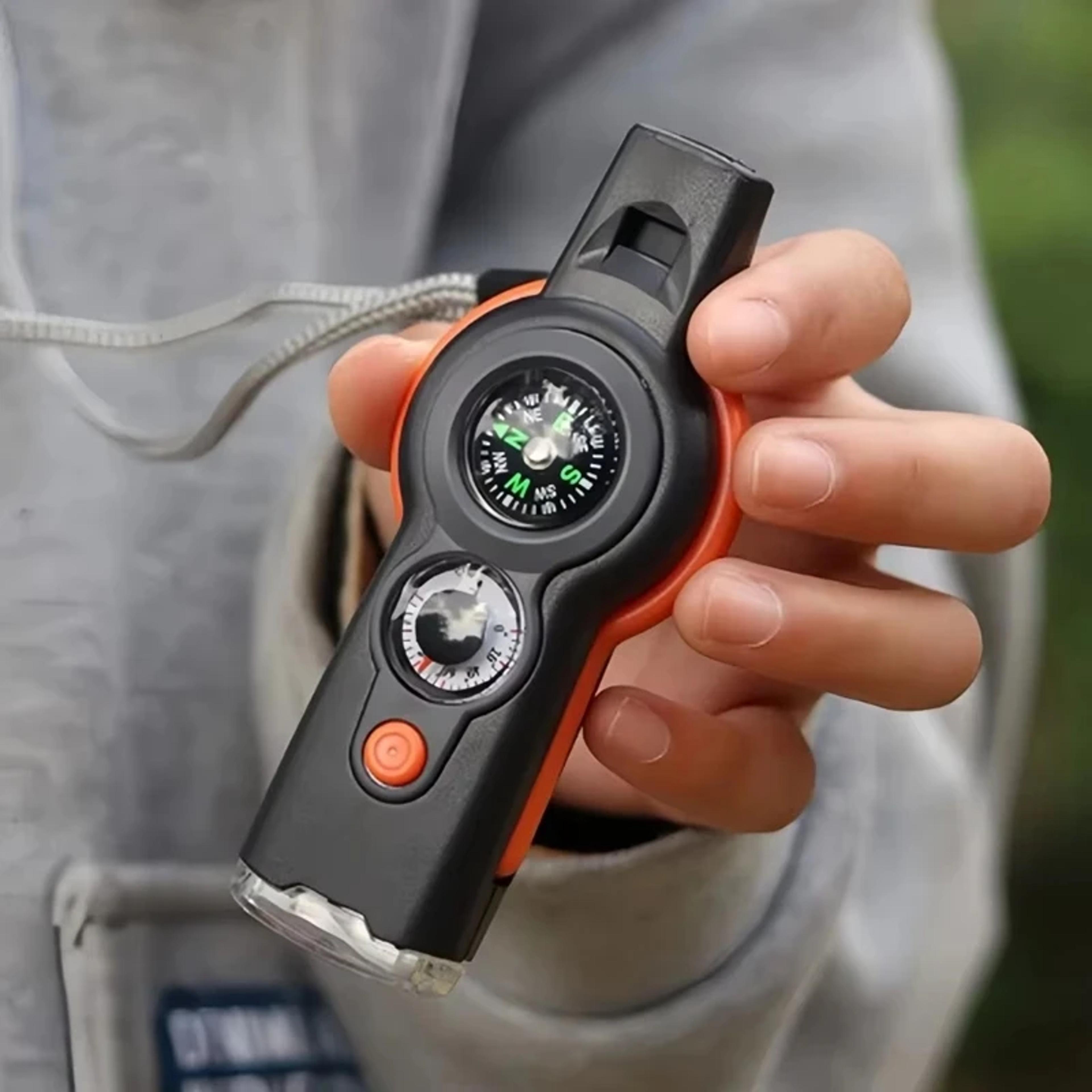 survival whistle with compass, flashlight & outdoor gear