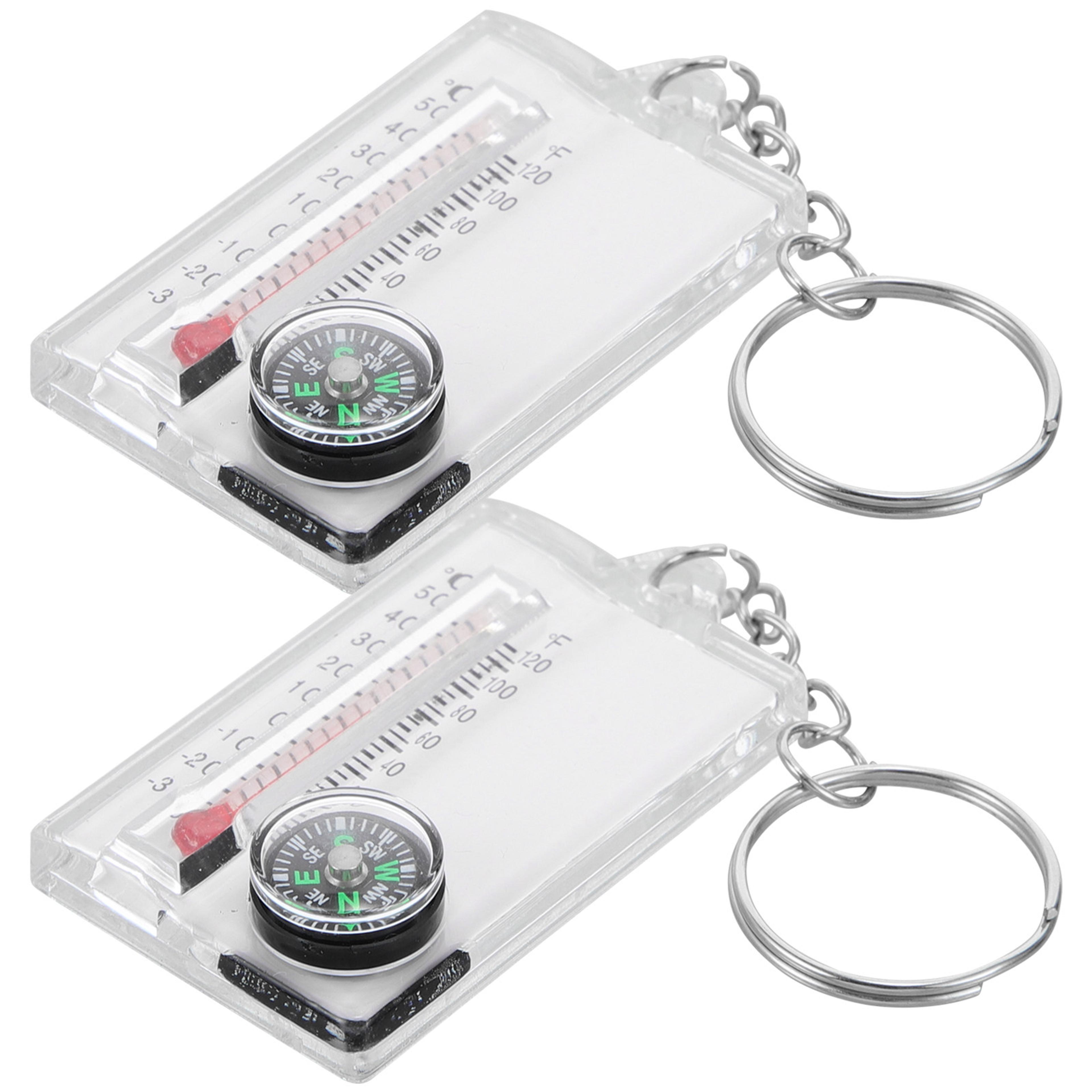 Mini Survival Compass Keychain With Thermometer Outdoor Hiking Tool 5