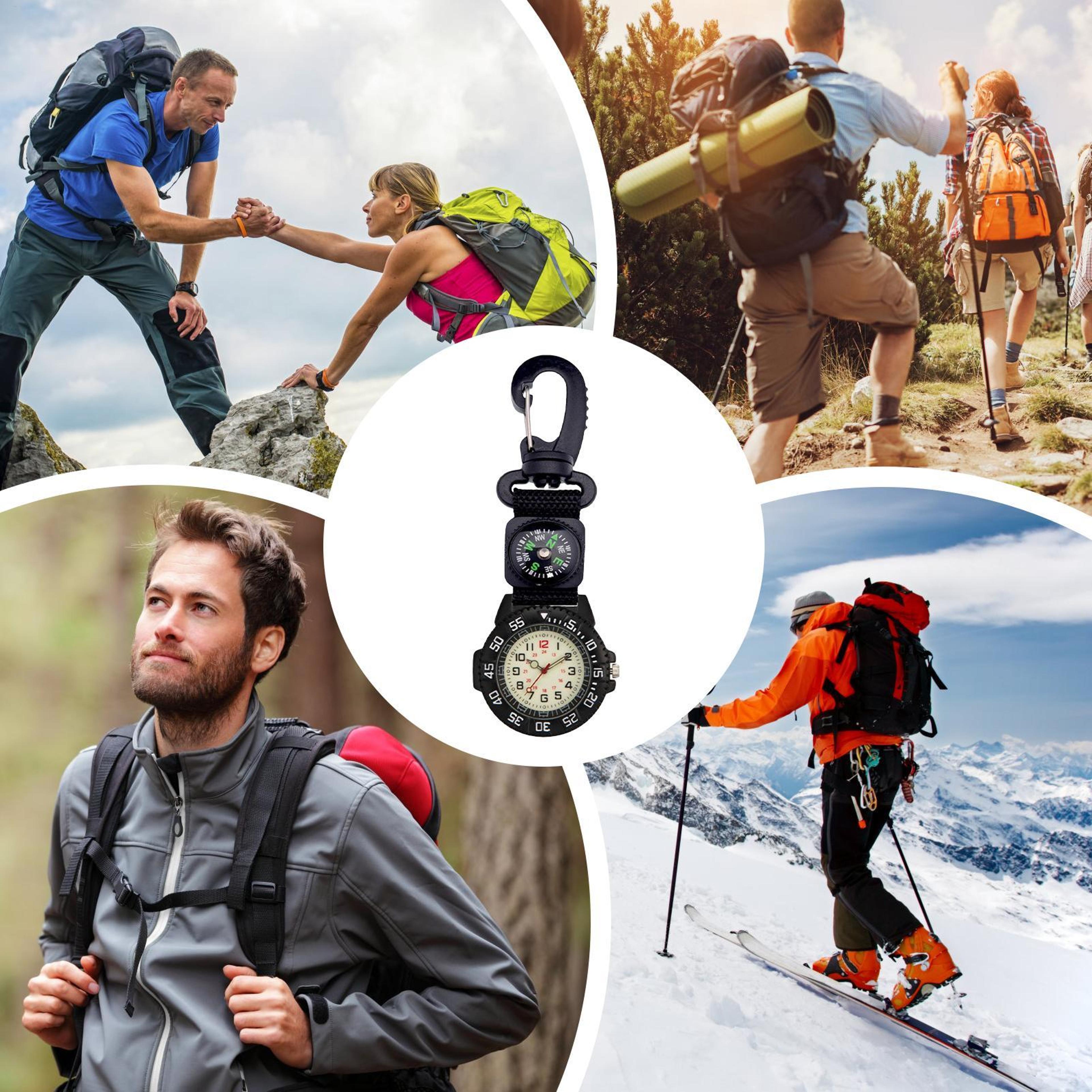 Outdoor Carabiner Pocket Watch With Glow Compass Waterproof  Quartz 4