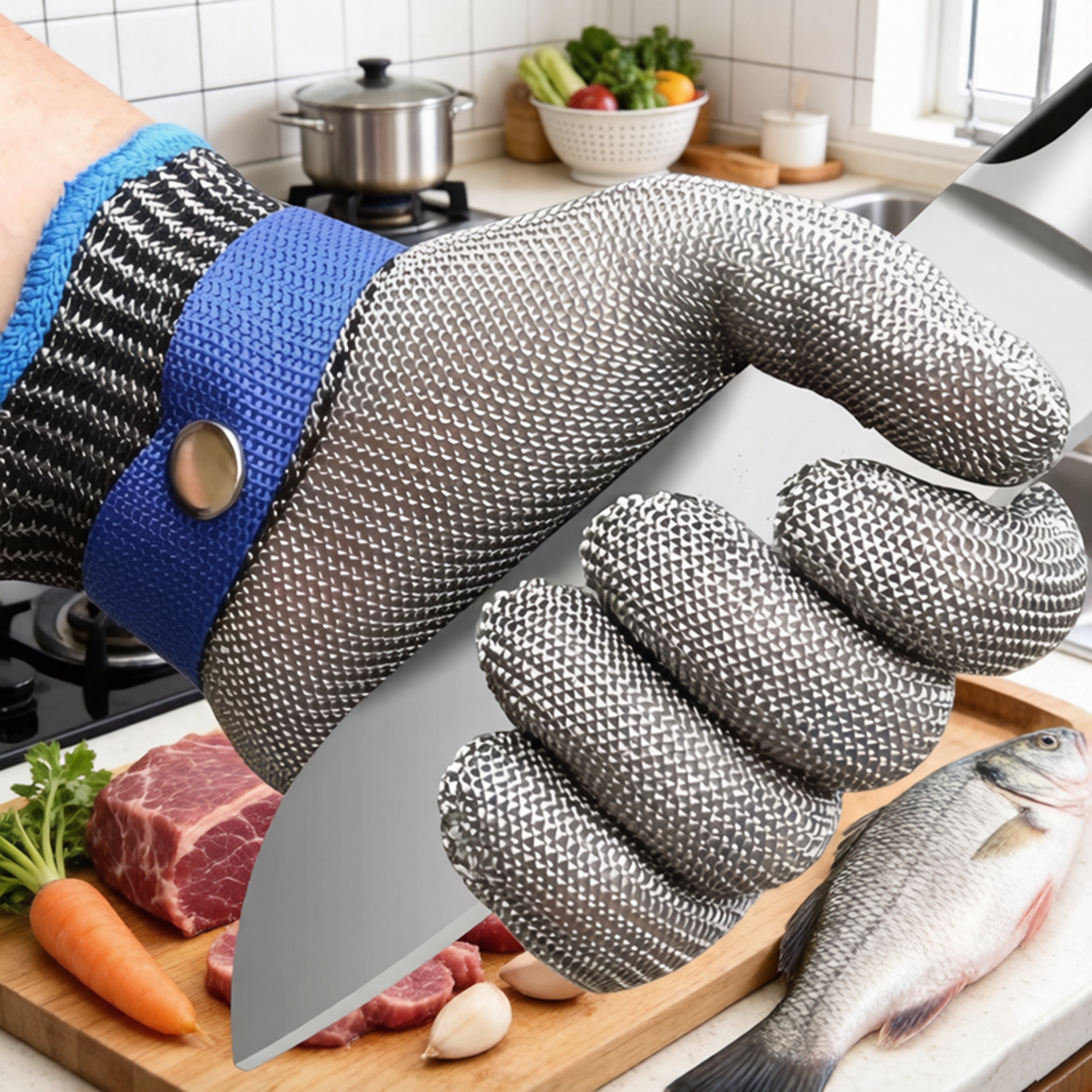 stainless steel cut resistant gloves for butcher, kitchen & garden safety
