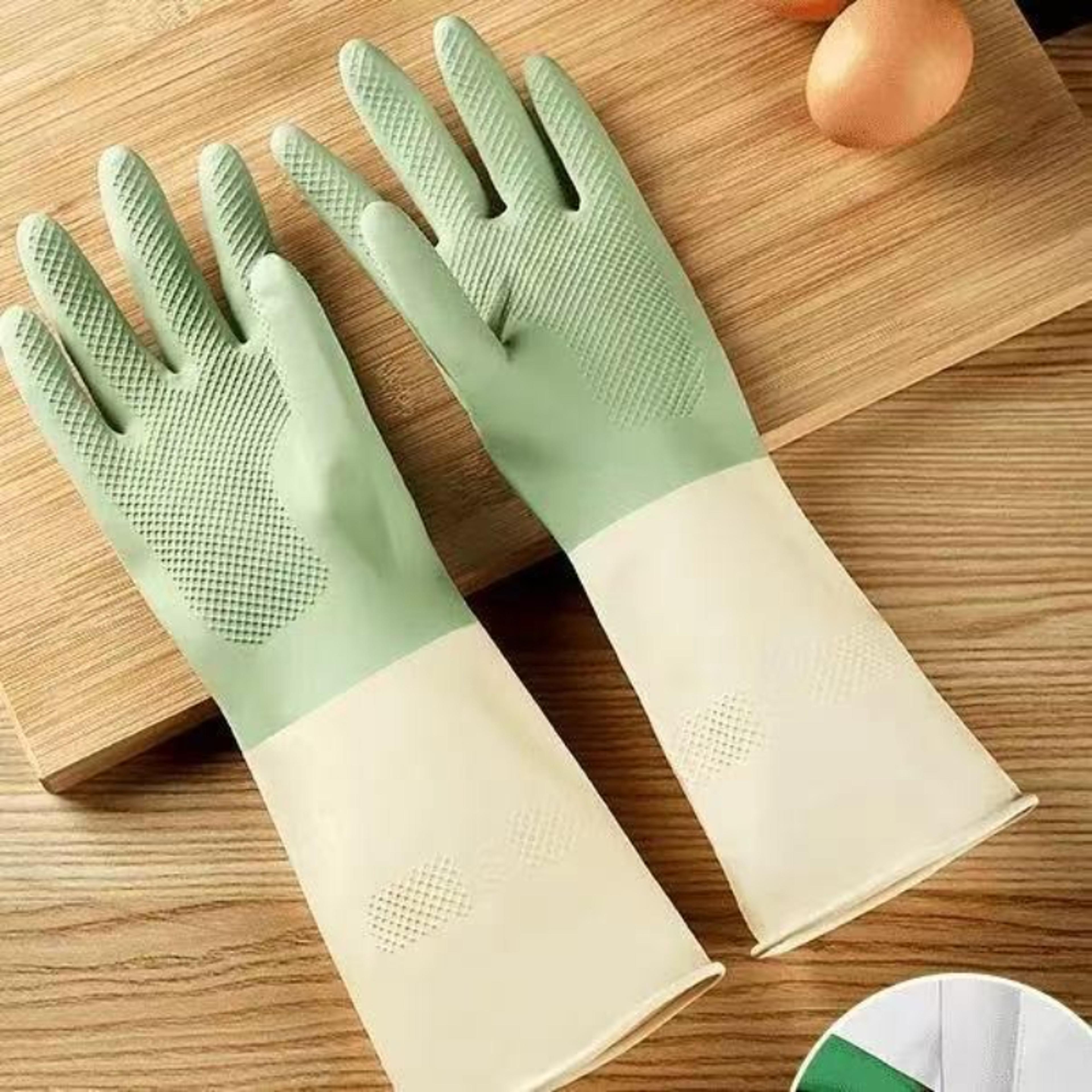 thick waterproof latex kitchen gloves for dishwashing and cleaning