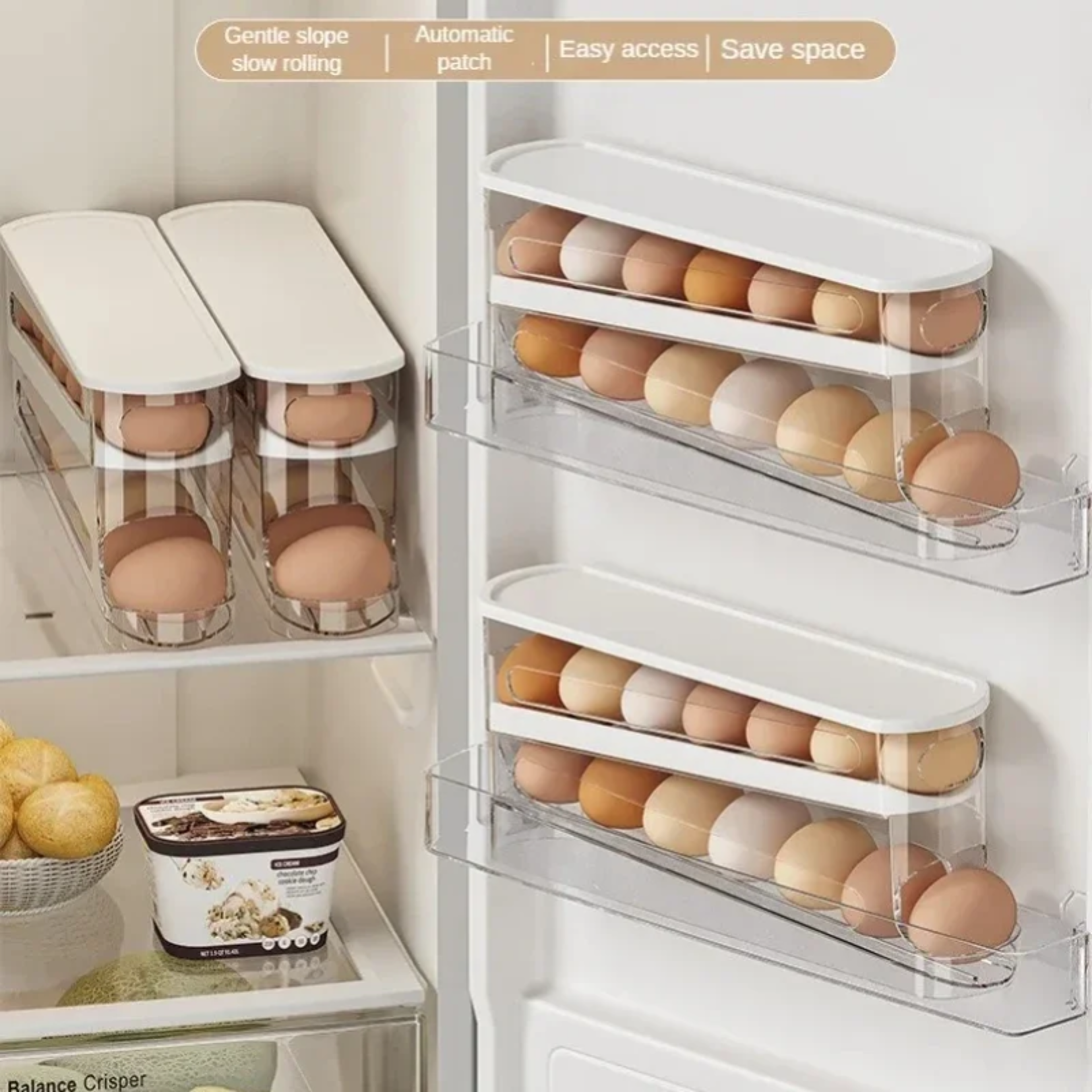 Rolling Egg Dispenser Refrigerator Egg Organizer 2