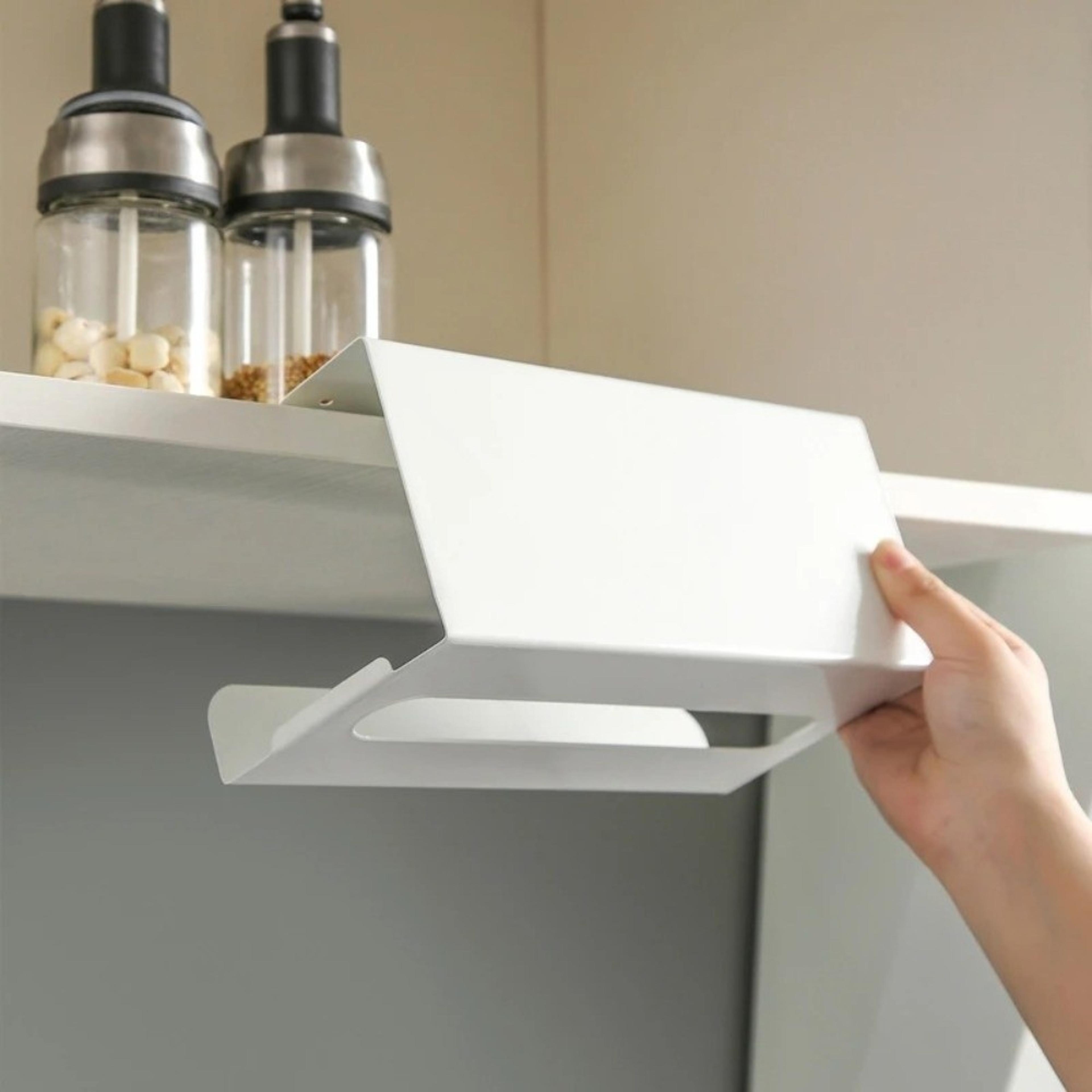Iron Under Cabinet Paper Towel  Tissue Box Holder Space Saving Drill Free Installation 1