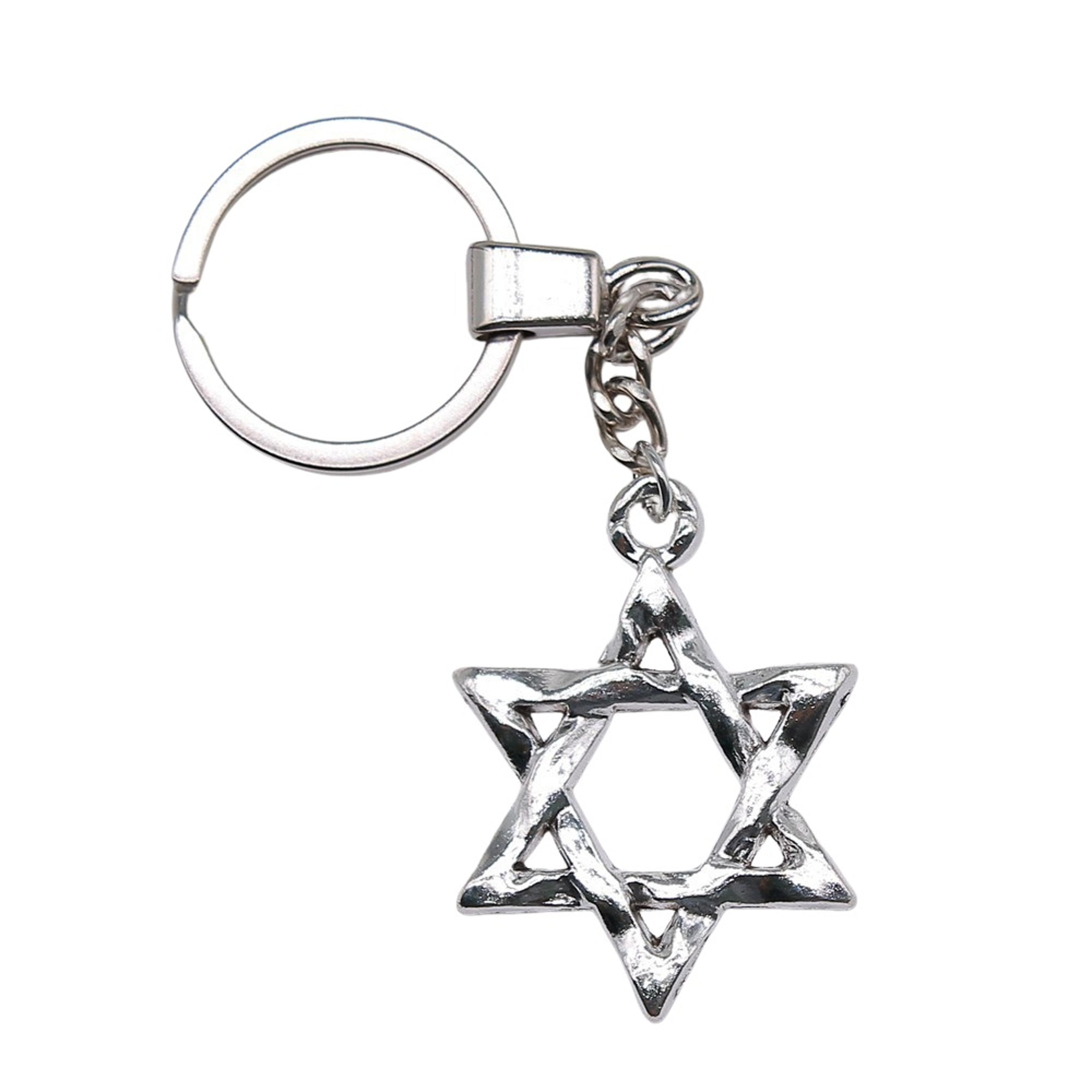 Vintage Star Of David Keychain Pendant Handmade Antique Silver Gift 3