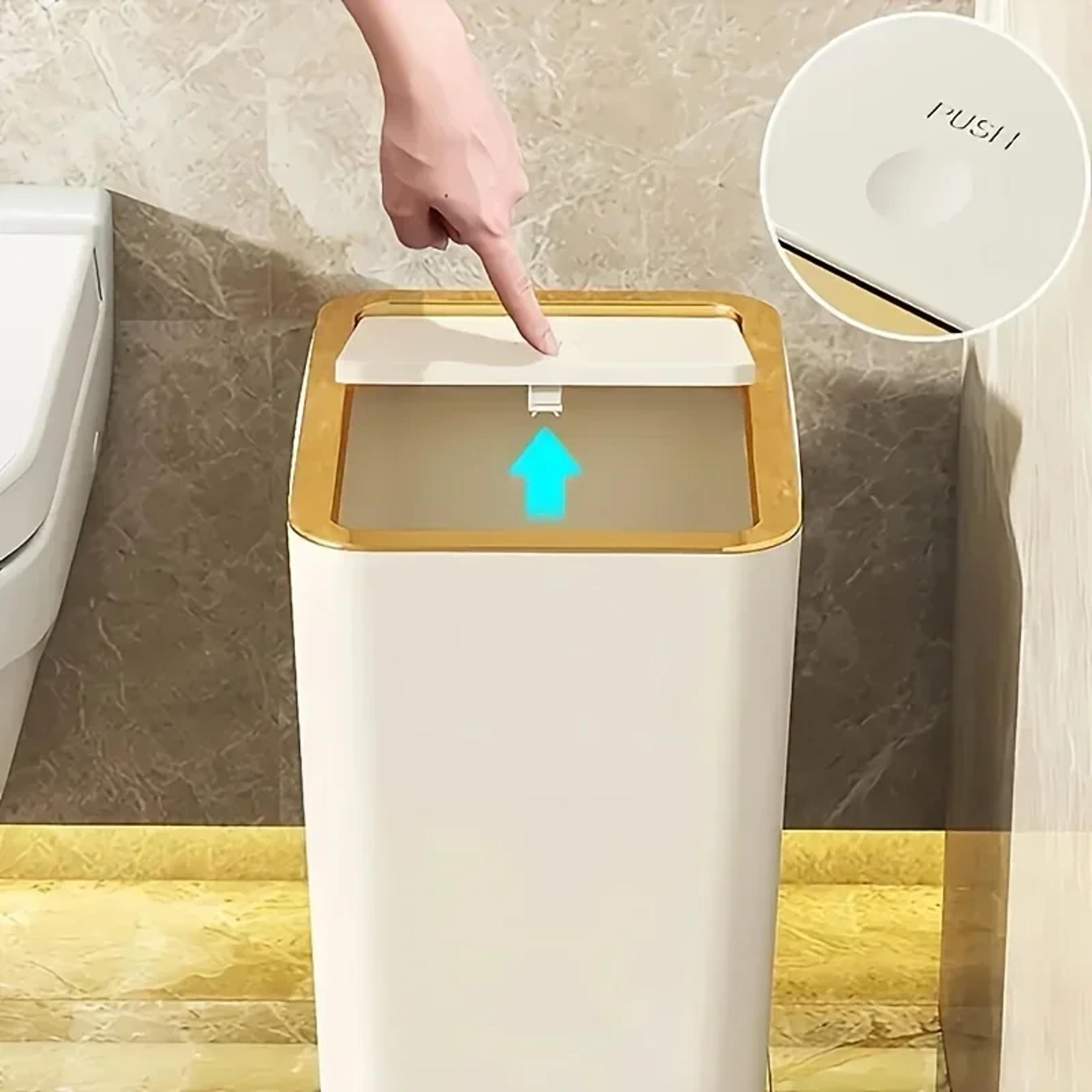 Odor Proof One Touch Trash Can Durable Space Saving Kitchen  Bathroom Bin 1