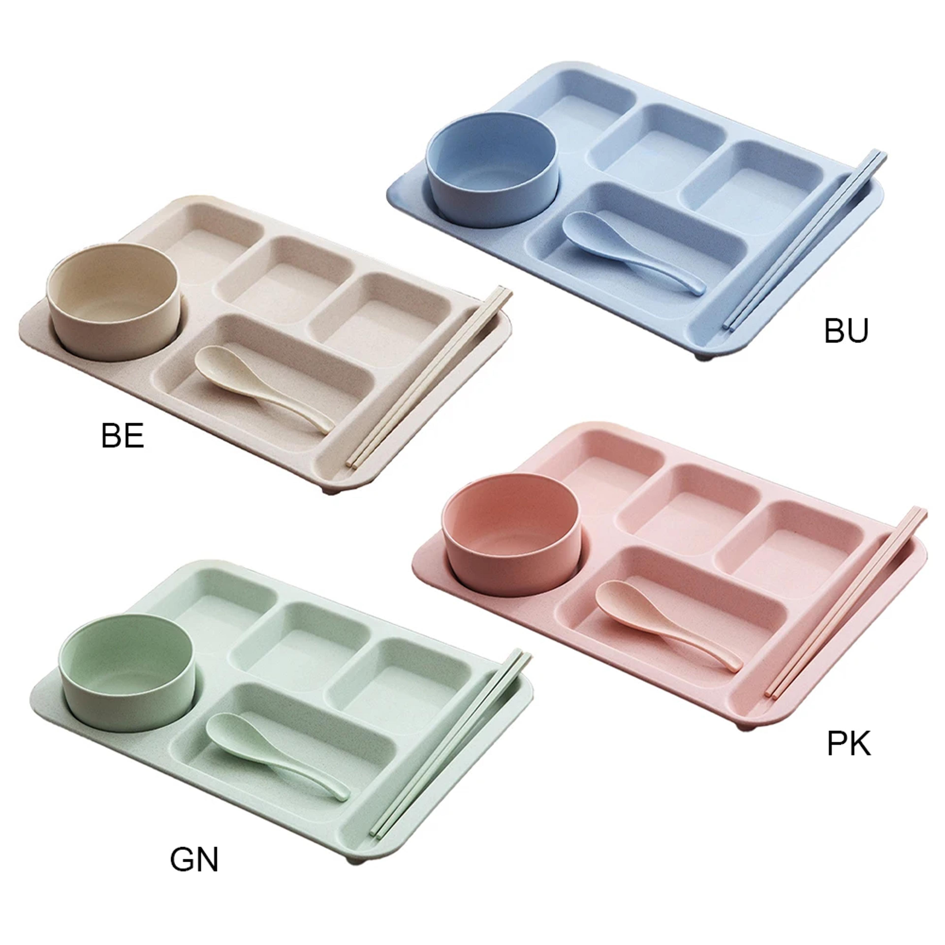 Premium Anti Fall Student Meal Plate Set Divided Bowls  Cups 5