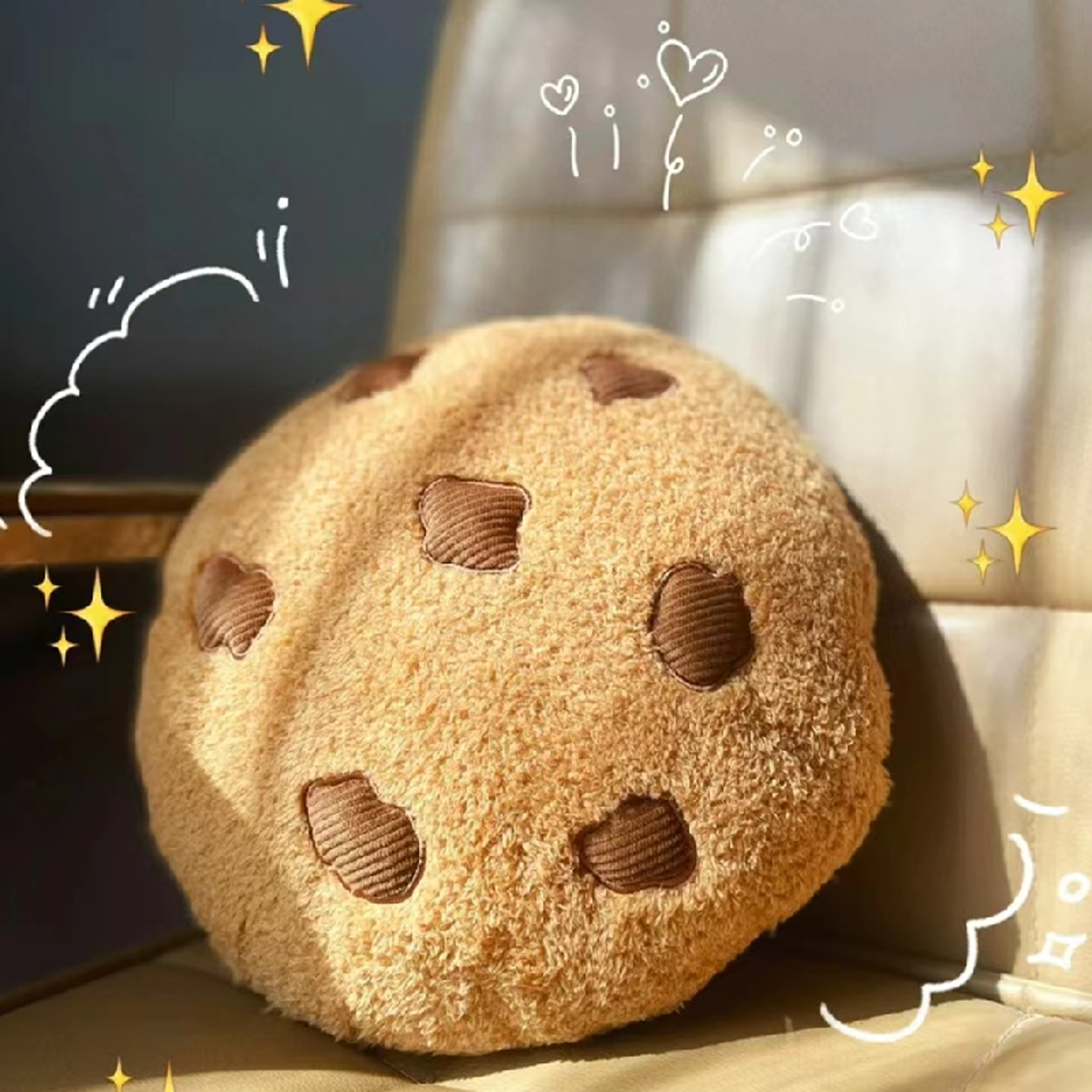 plush cartoon cookie cushion for kids & room decor