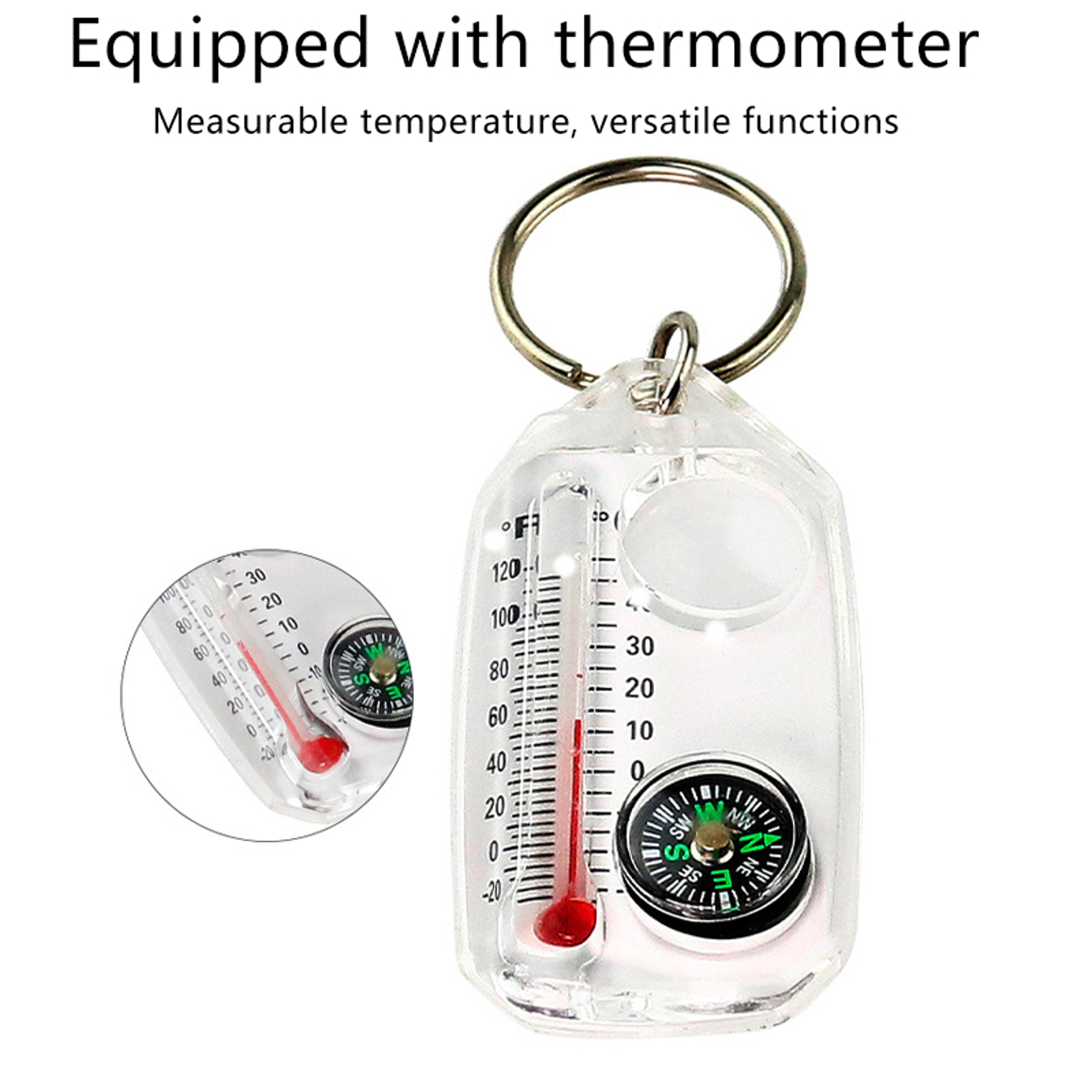Mini Survival Compass  Thermometer Keychain Outdoor Pocket Tool 1