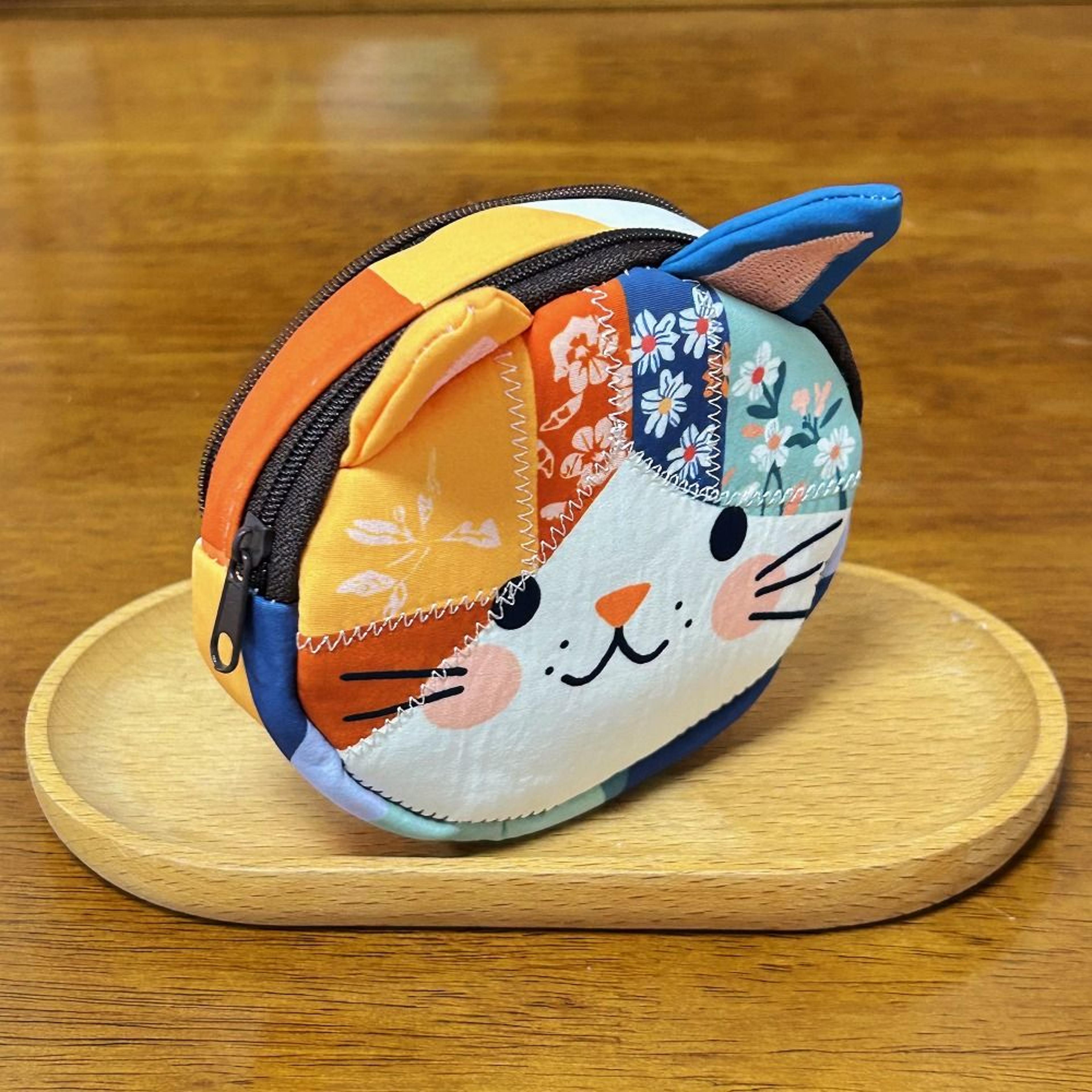 Waterproof Patchwork Cat Coin Purse  Small Cosmetic Bag 3