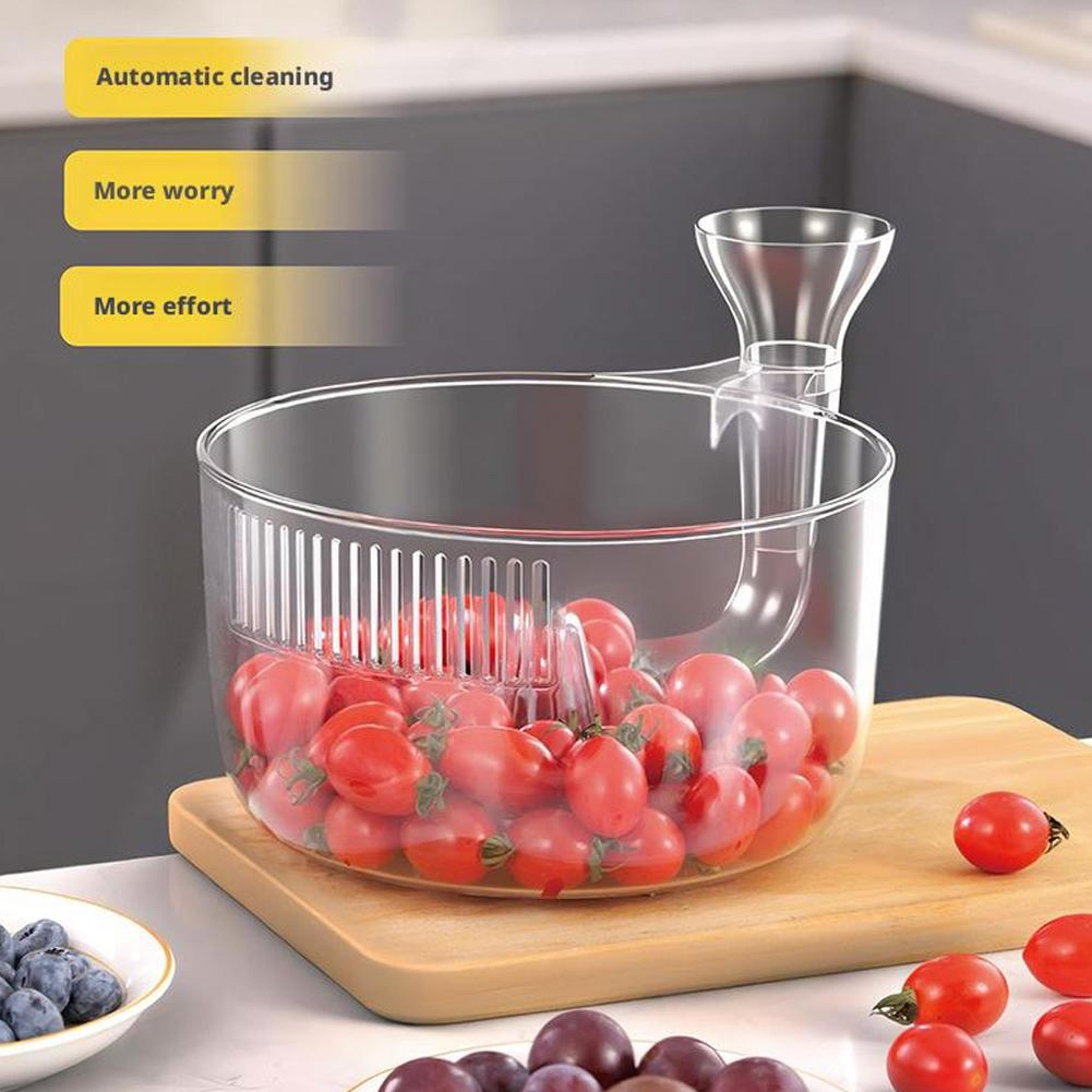 Premium Automatic Fruit  Vegetable Washer With Strainer Easy Produce Cleaning Basket 3