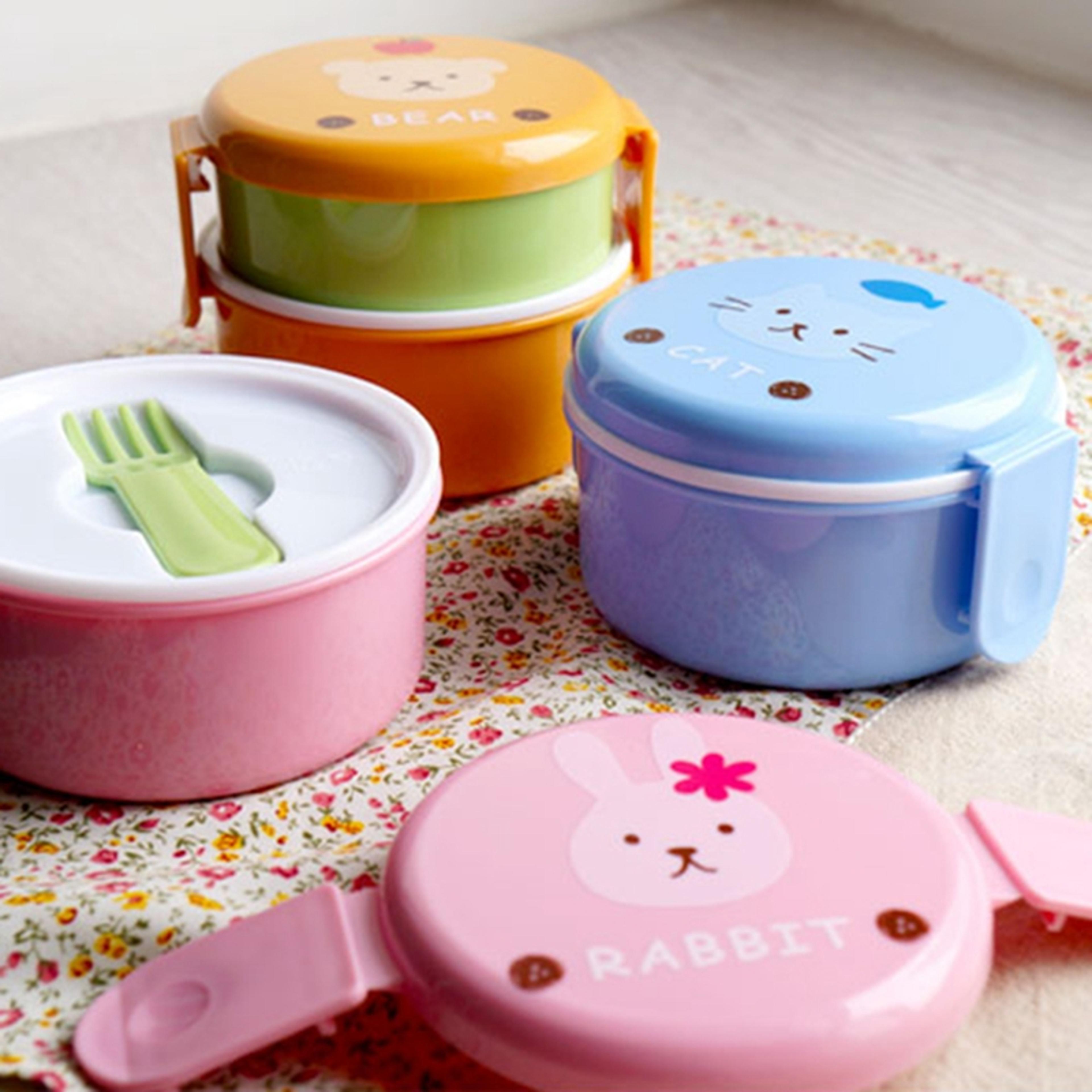 Premium Kids Lunch Box Cute Animal Double Layer Bento Box 3