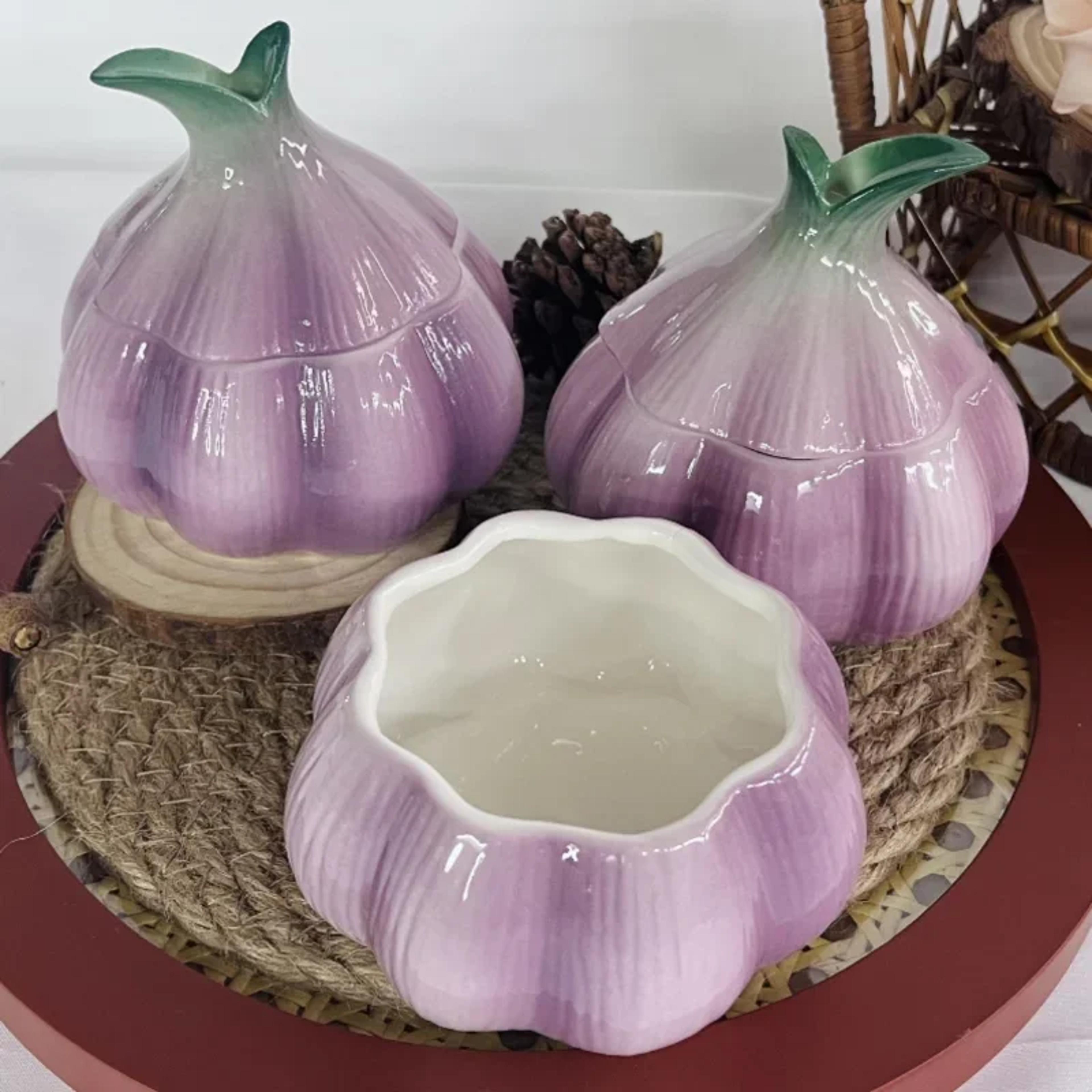 Purple Garlic Ceramic Storage Jar Decorative Kitchen Container For Candy Nuts  Countertop Storage 0
