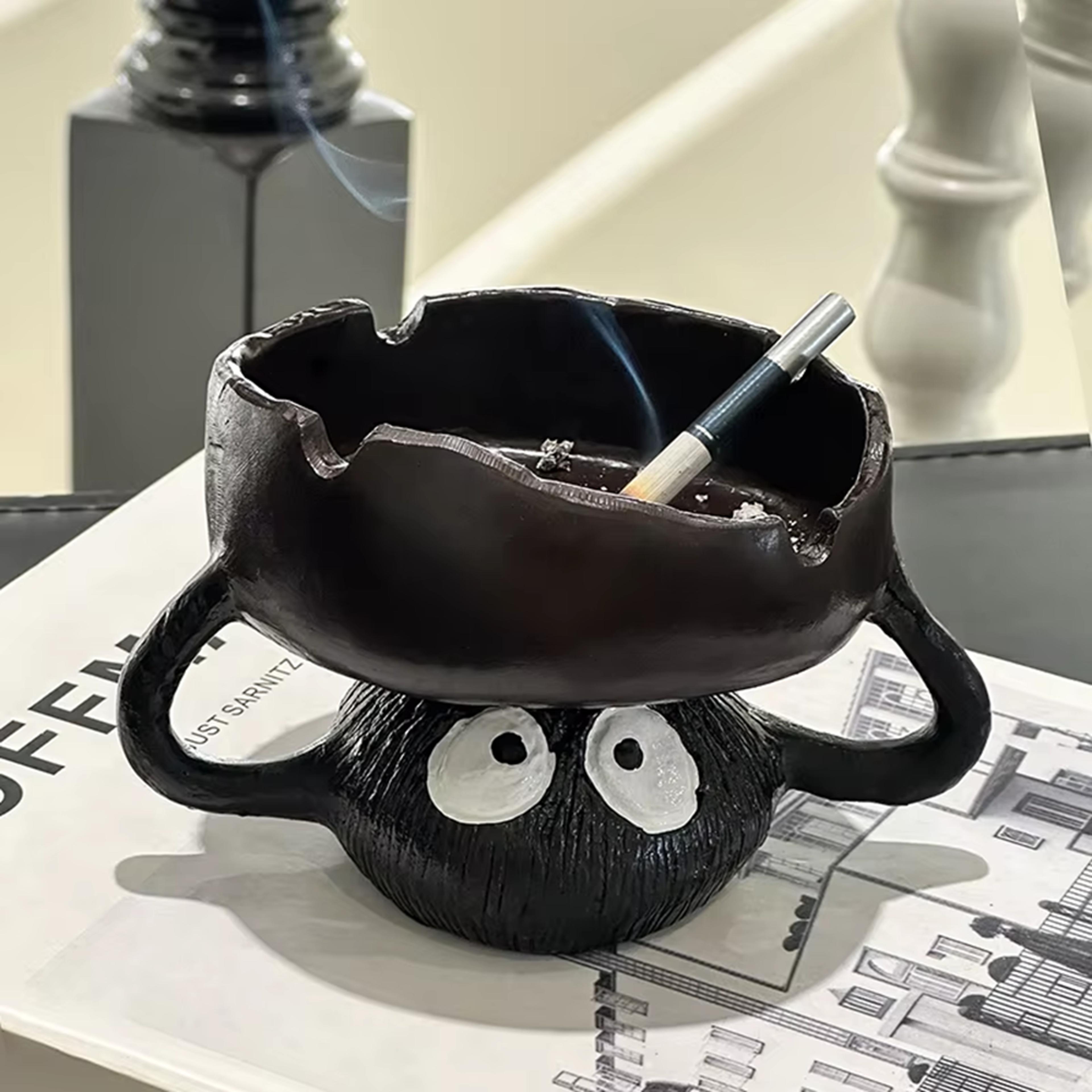 cute cartoon coal ball ashtray windproof anti fly ash desktop ornament