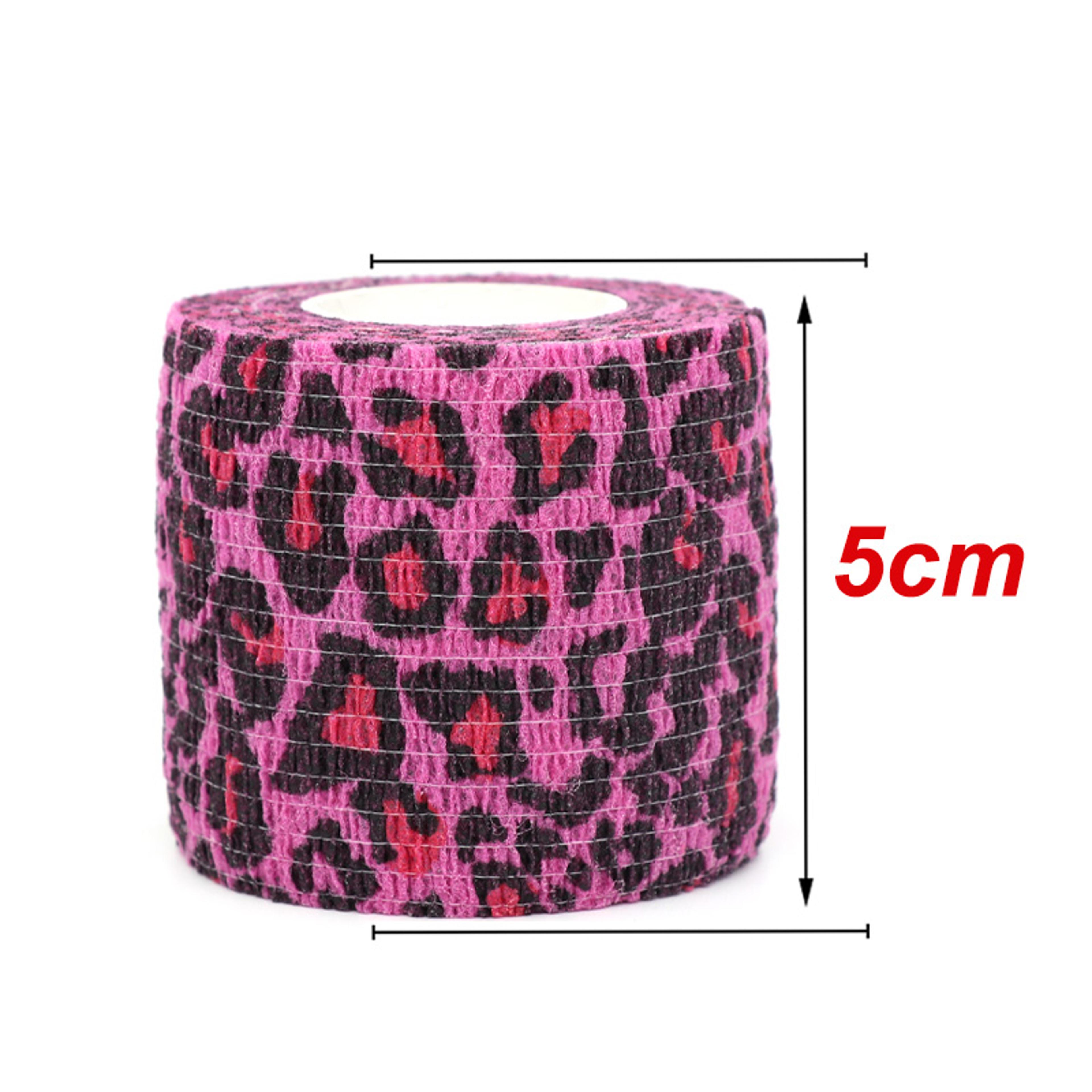 Pink Leopard Print Self Adhesive Elastic Sports Bandage For Tattoos  Grip 2
