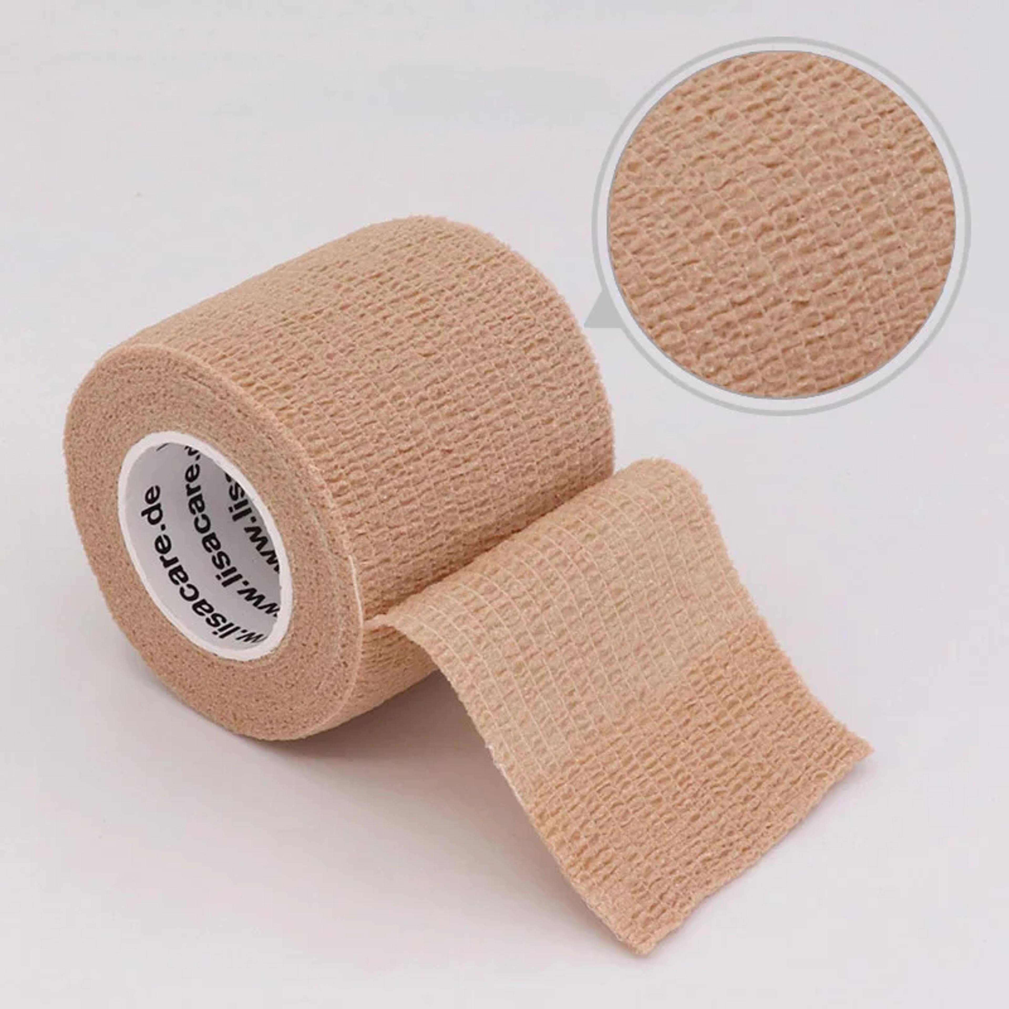 beige self adhesive sport elastic bandage for knee & joint support