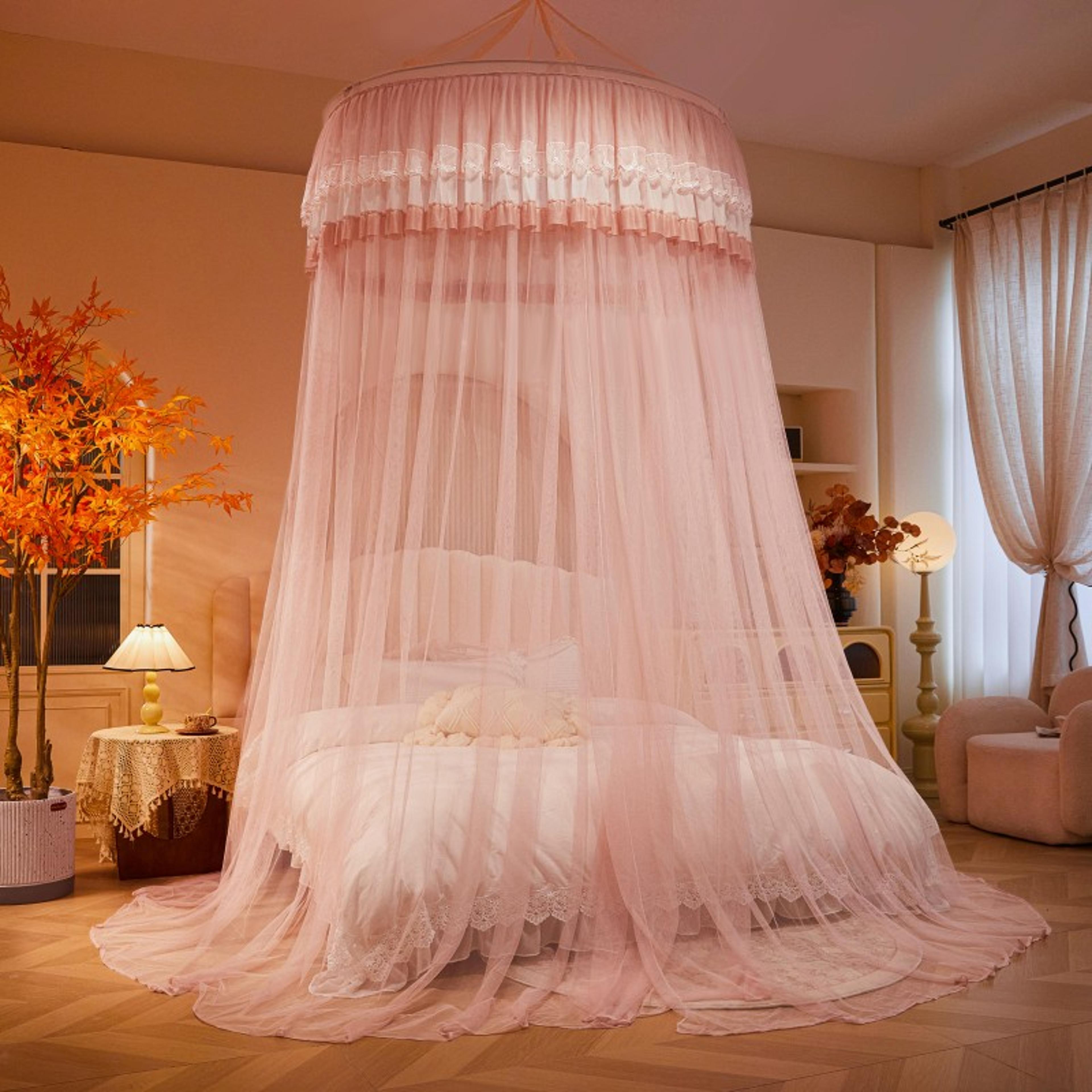 Princess Mosquito Net Bed Canopy With Lace Trim 2