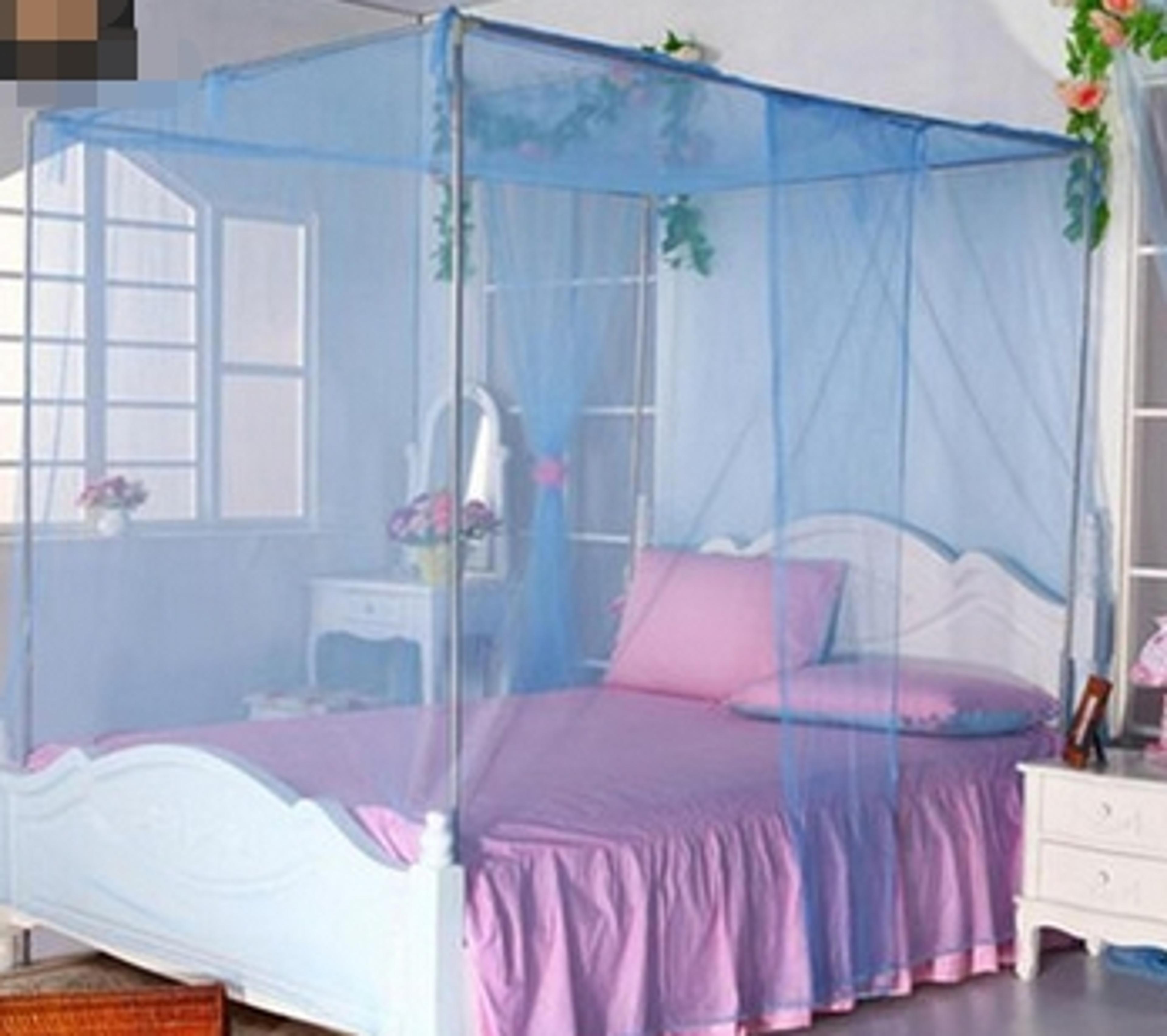 Pure Color Double Bed Mosquito Net Lightweight Breathable Bed Canopy 8