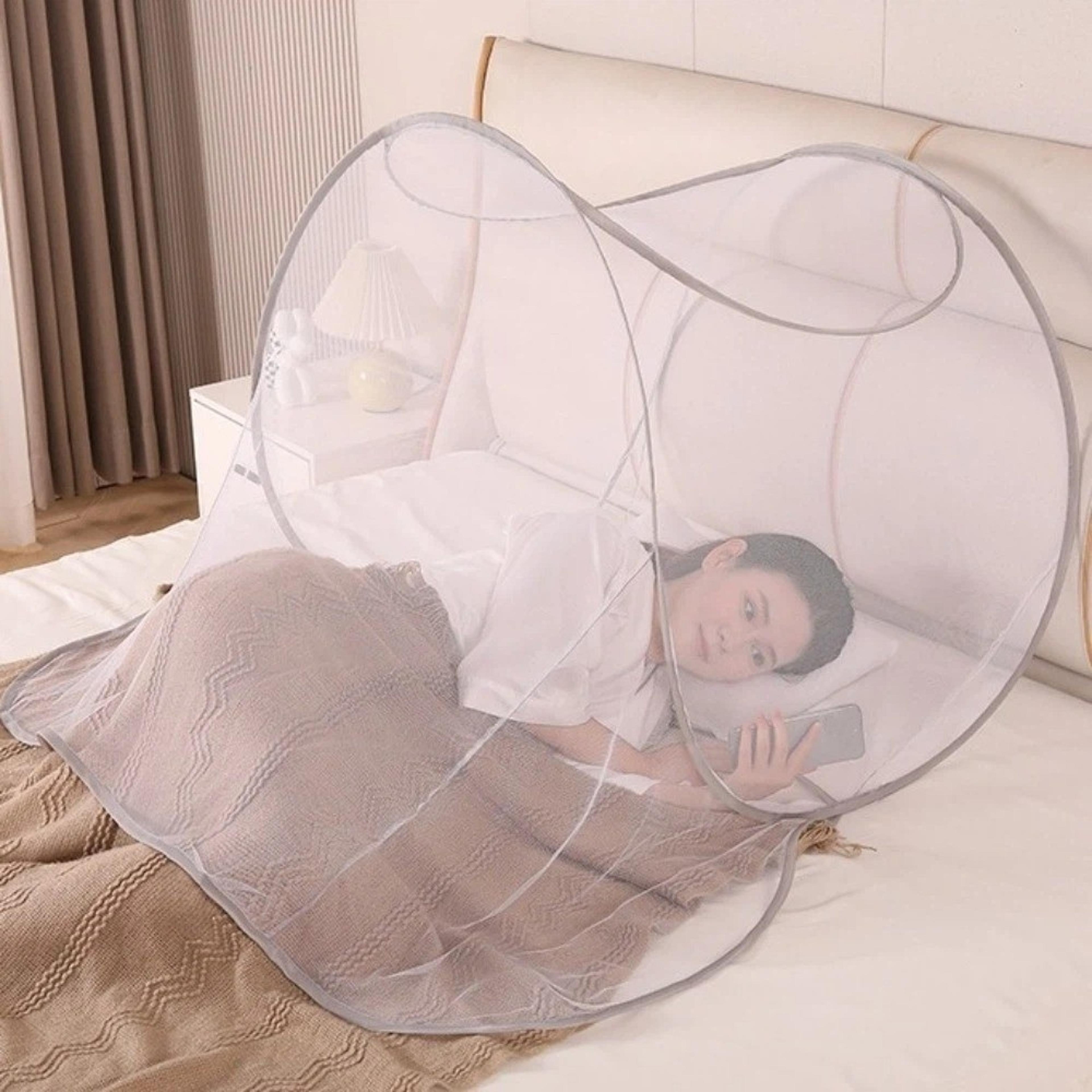 foldable mosquito net face and head cover with breathable mesh stand