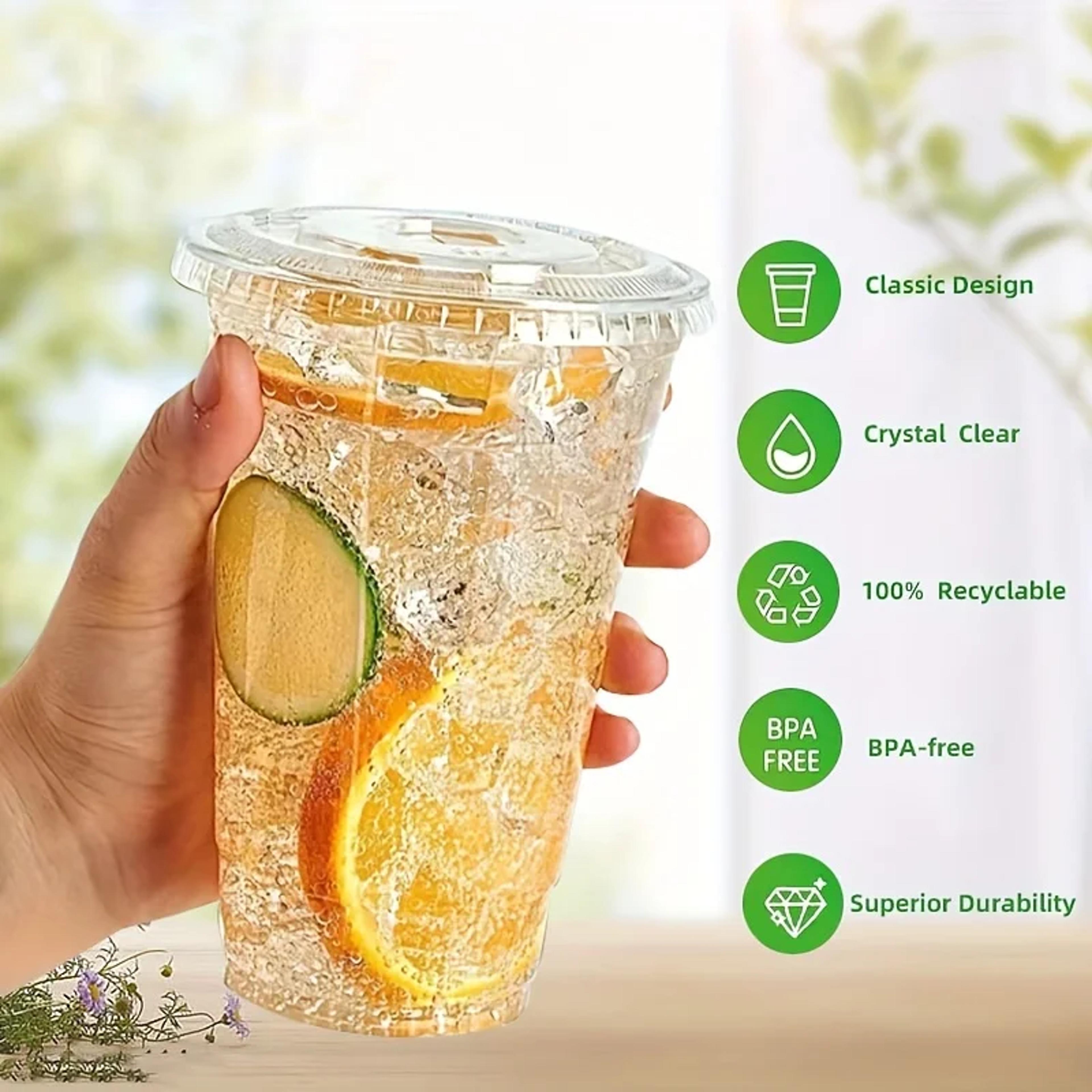 Premium Disposable Plastic Cups With Lids Party Drink Cups For Cold Beverages 1