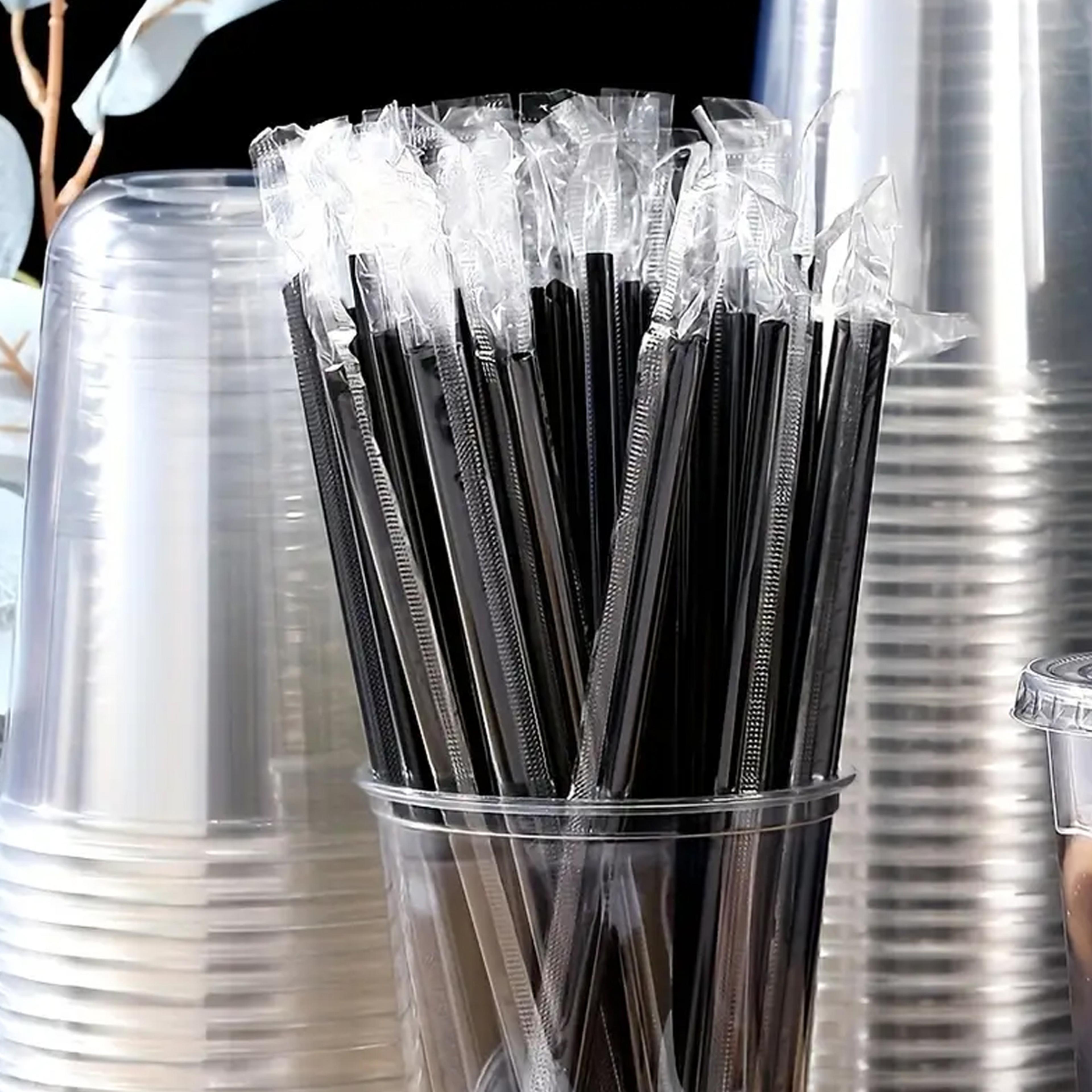 Disposable Plastic Straws  Cocktail Stirrers Black Party Drink Accessories 2