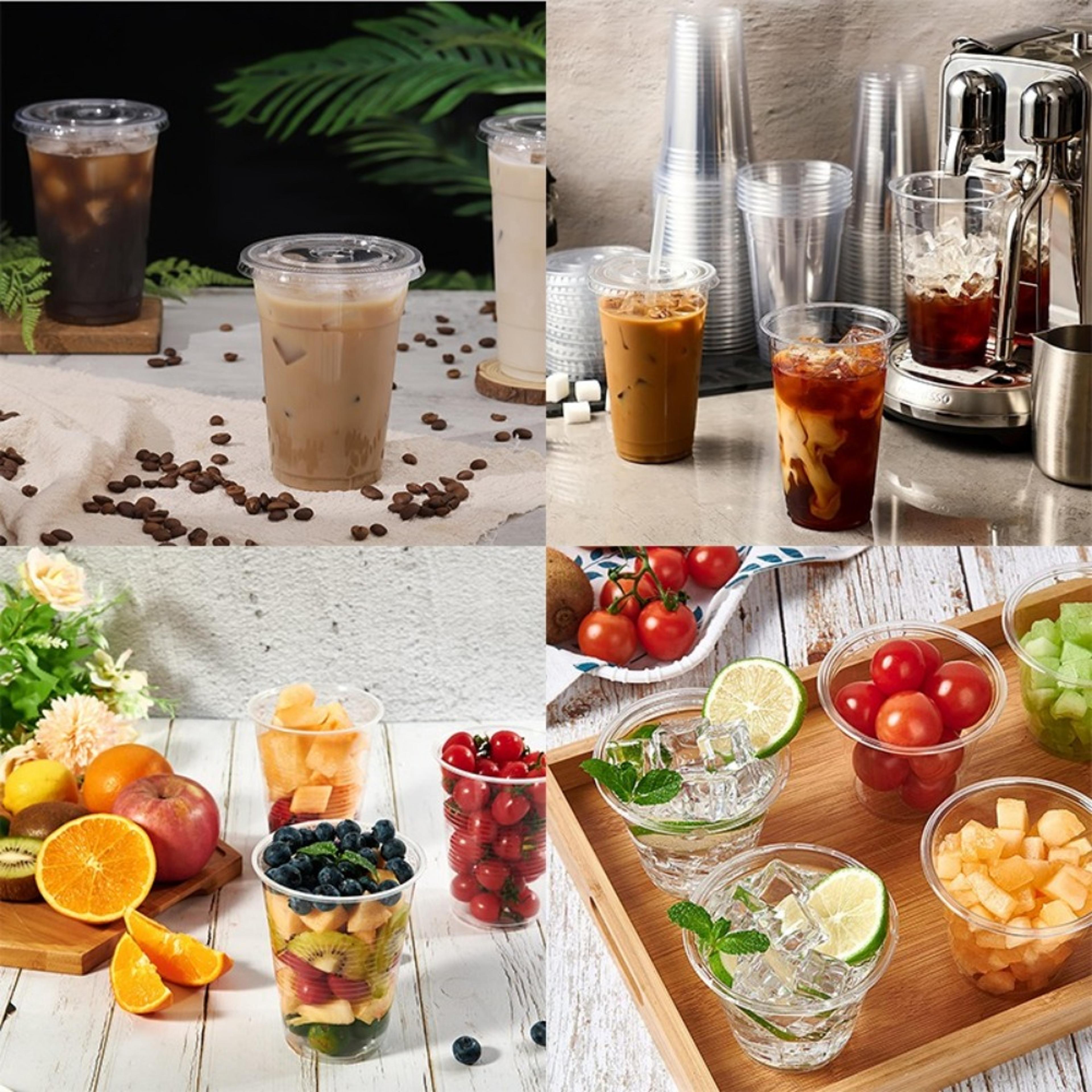 Disposable Plastic Cups With Lids For Iced Coffee And Cold Drinks 3