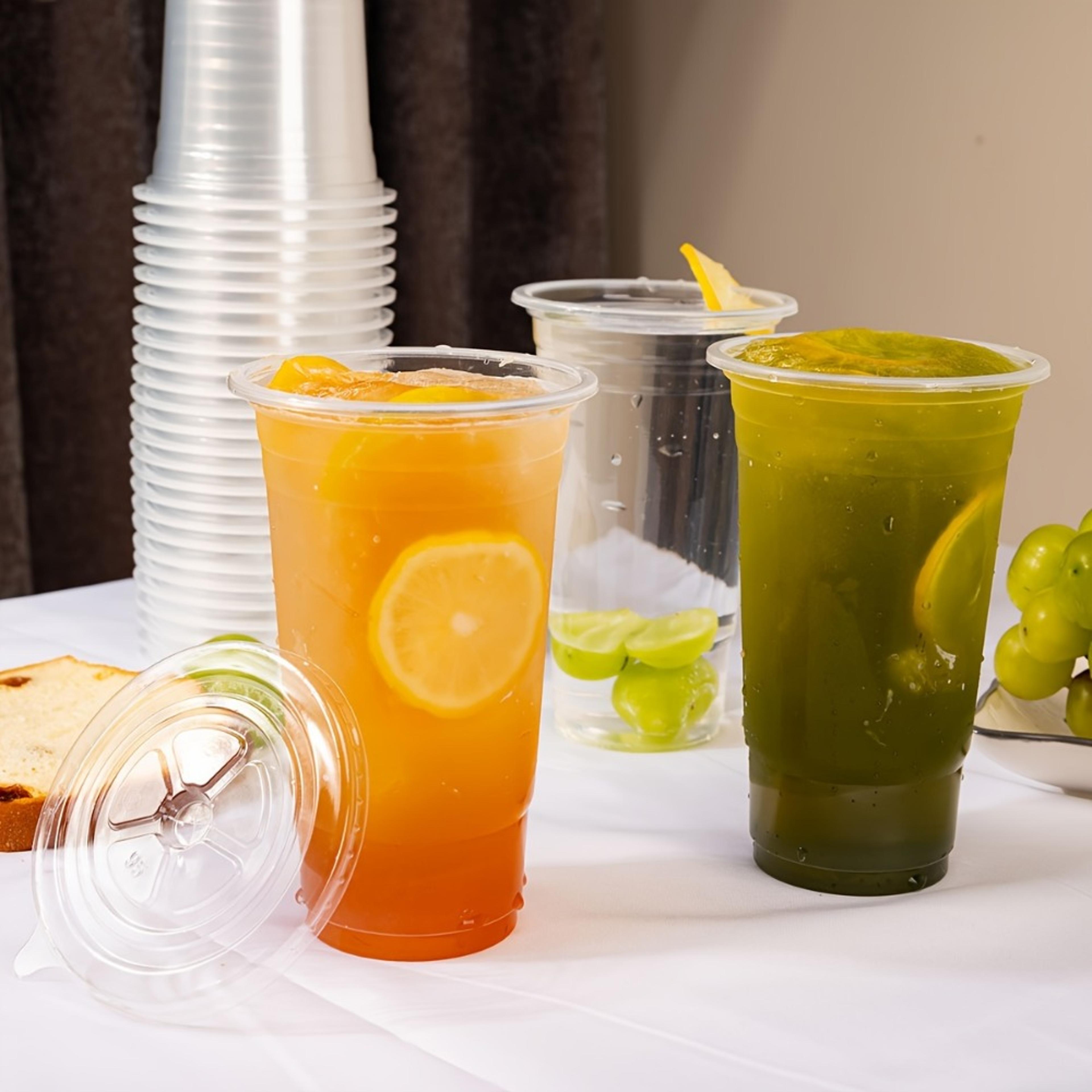 Disposable Plastic Cups With Lids For Iced Coffee And Cold Drinks 5