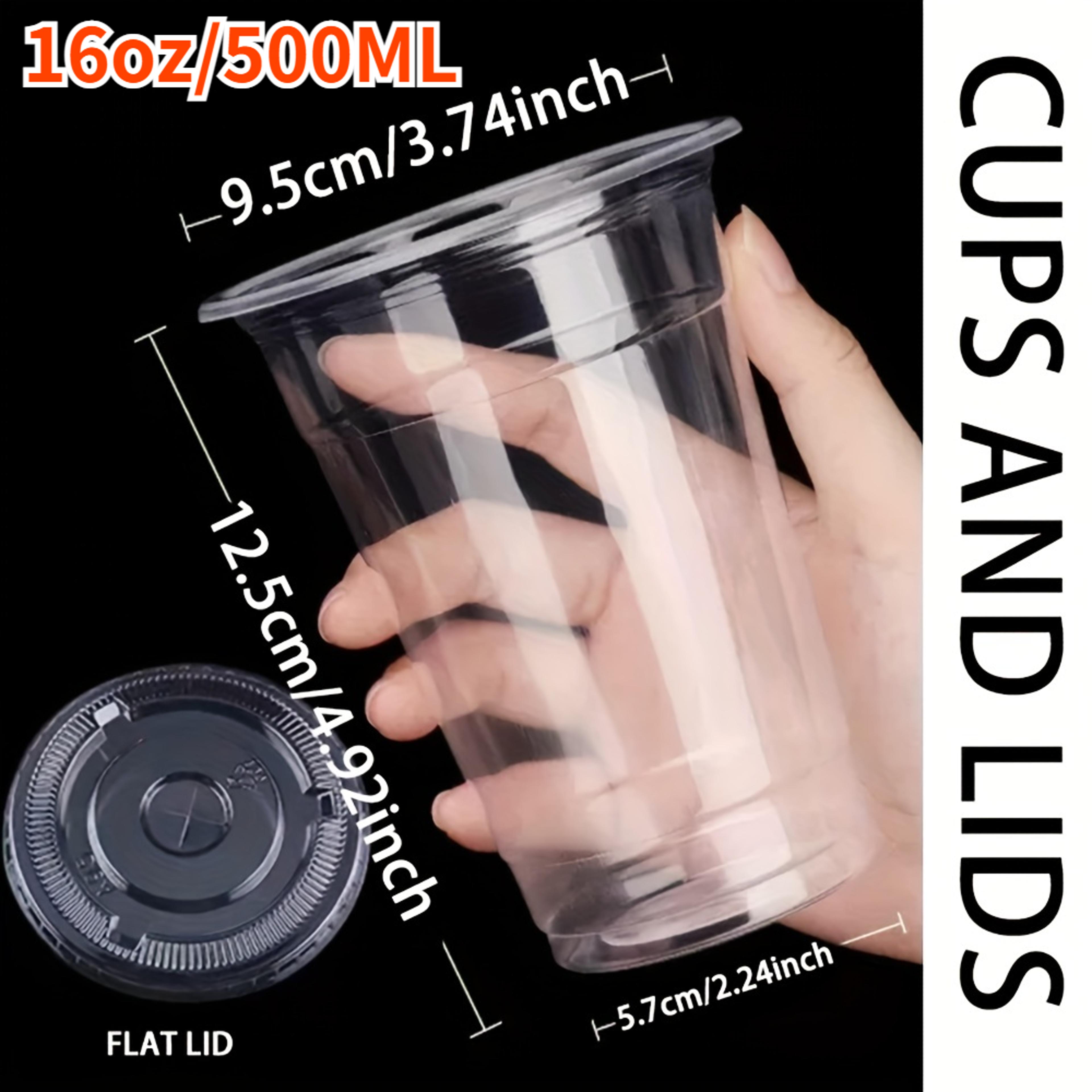 Disposable Plastic Cups With Lids For Iced Coffee And Cold Drinks 6