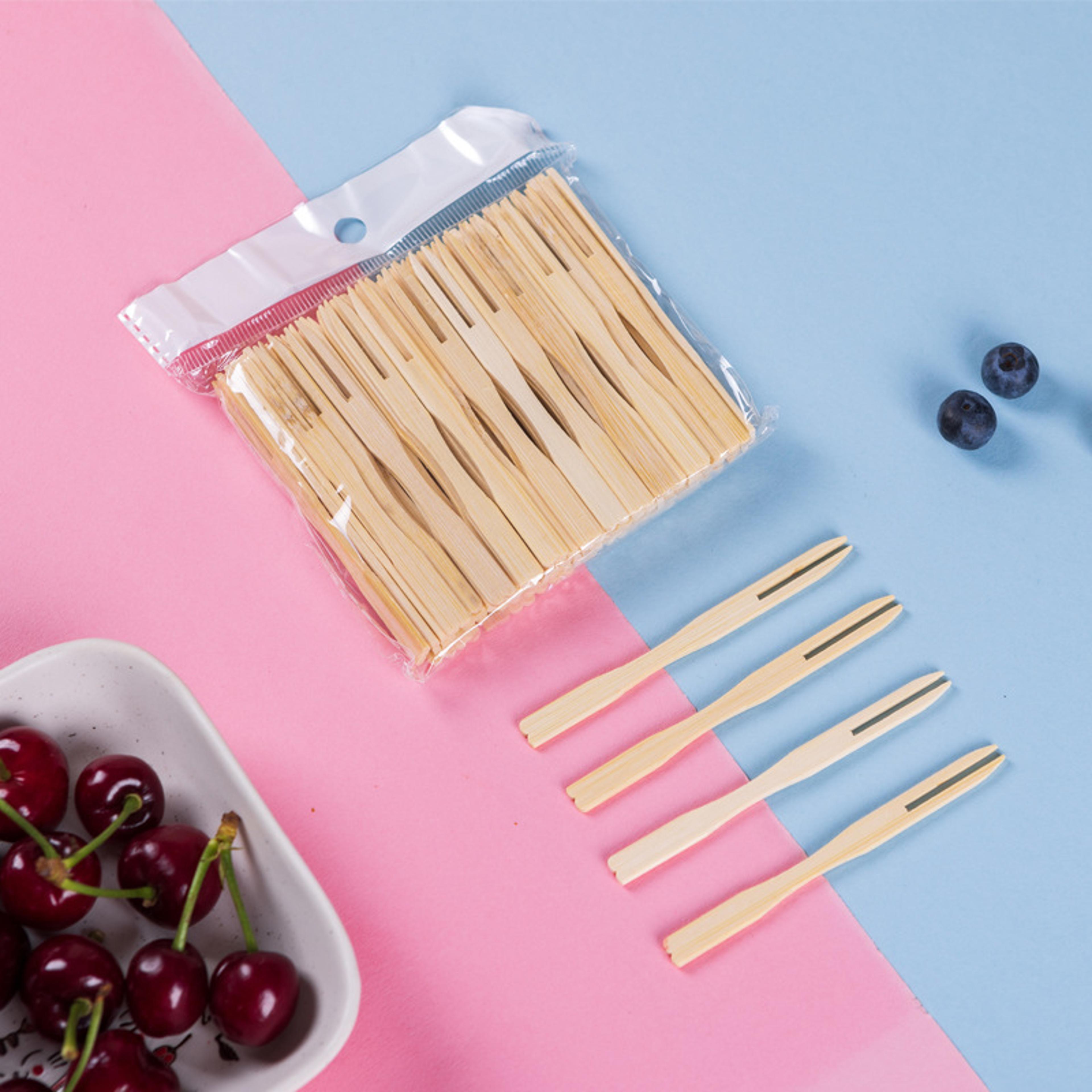Mini Bamboo Fruit Picks  Disposable Appetizer Forks 0