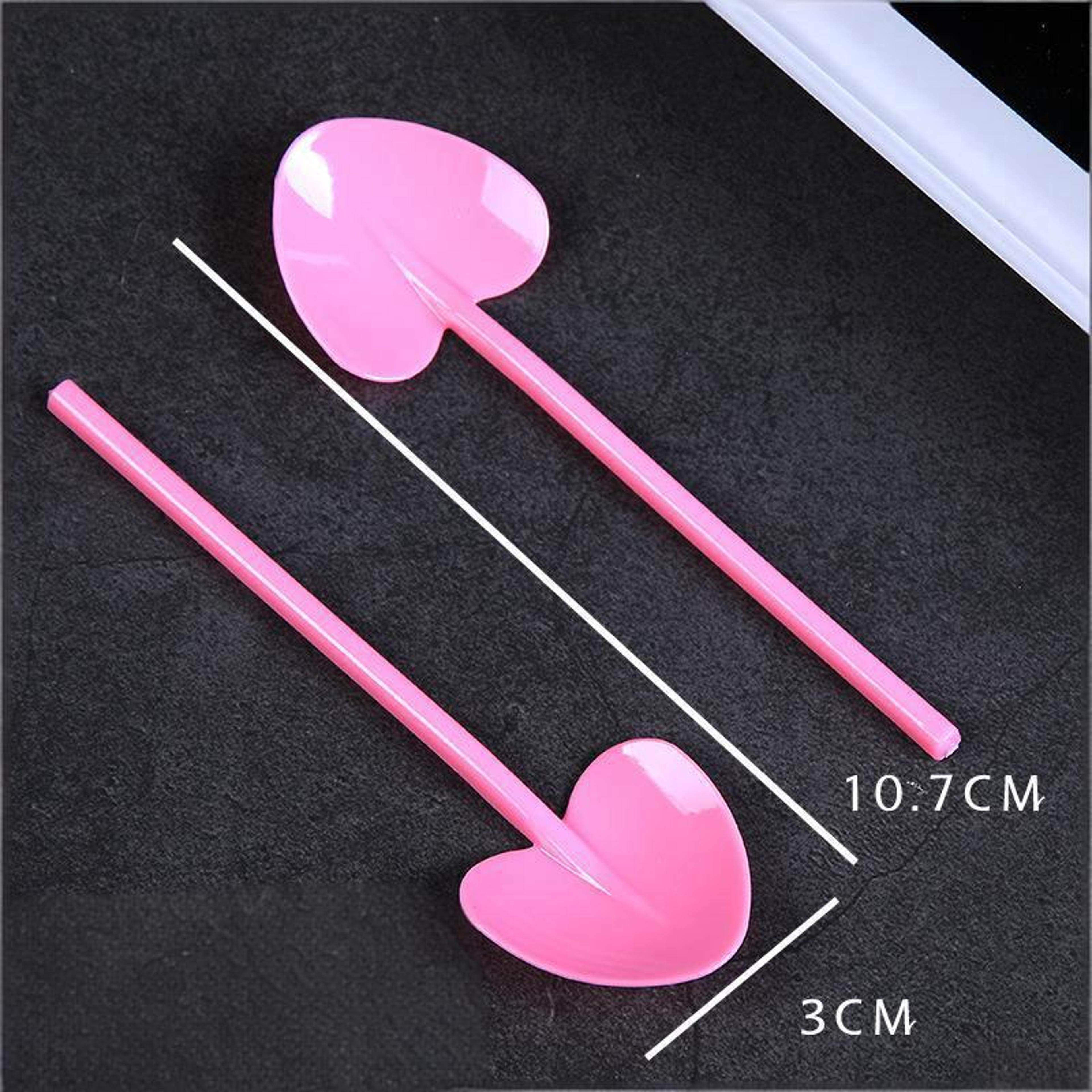 Heart Shaped Disposable Desslorful Long Handle Dessert Spoons For Ice Cream 0