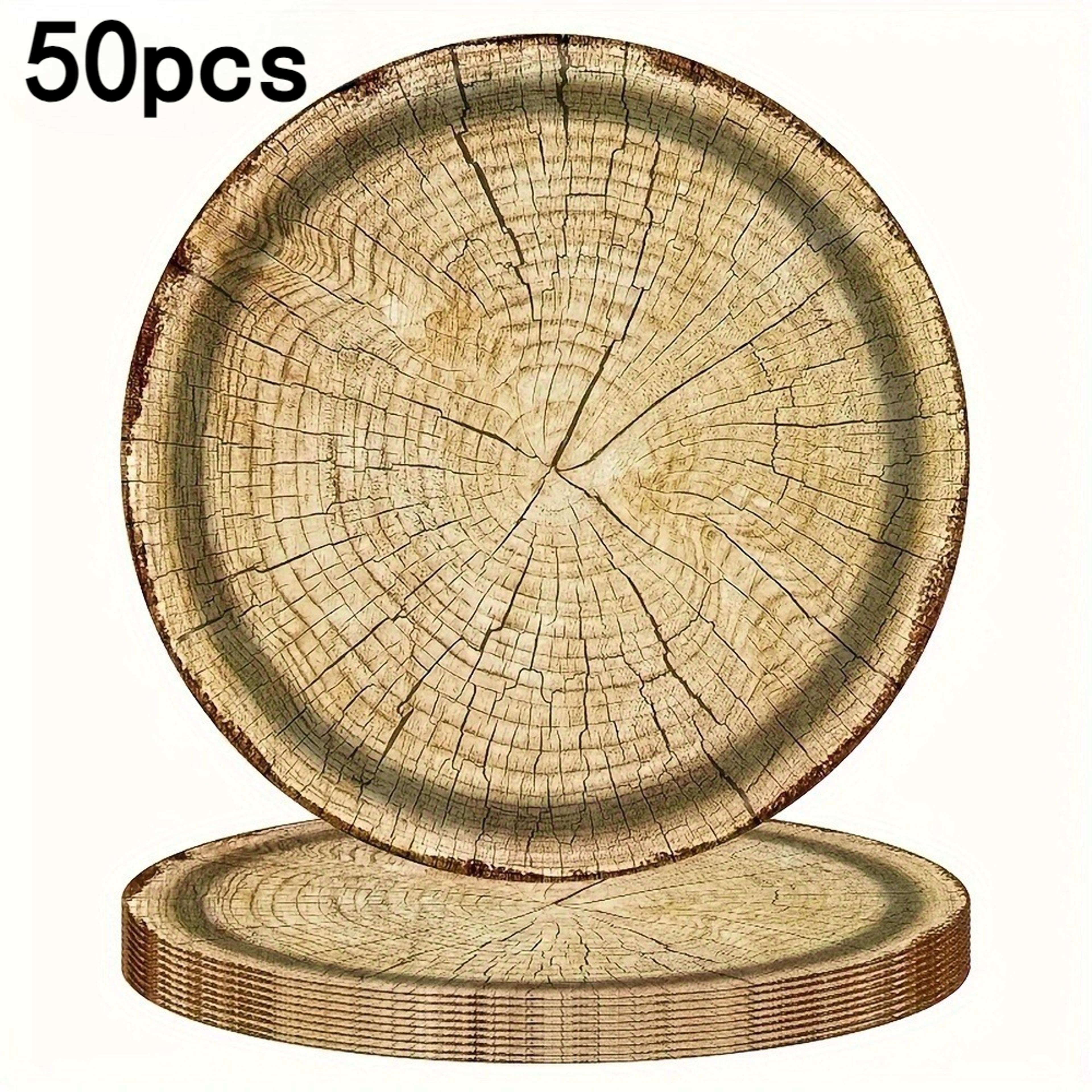 Wood Grain Disposable Plates Sturdy Rustic Paper Plates For Parties 6