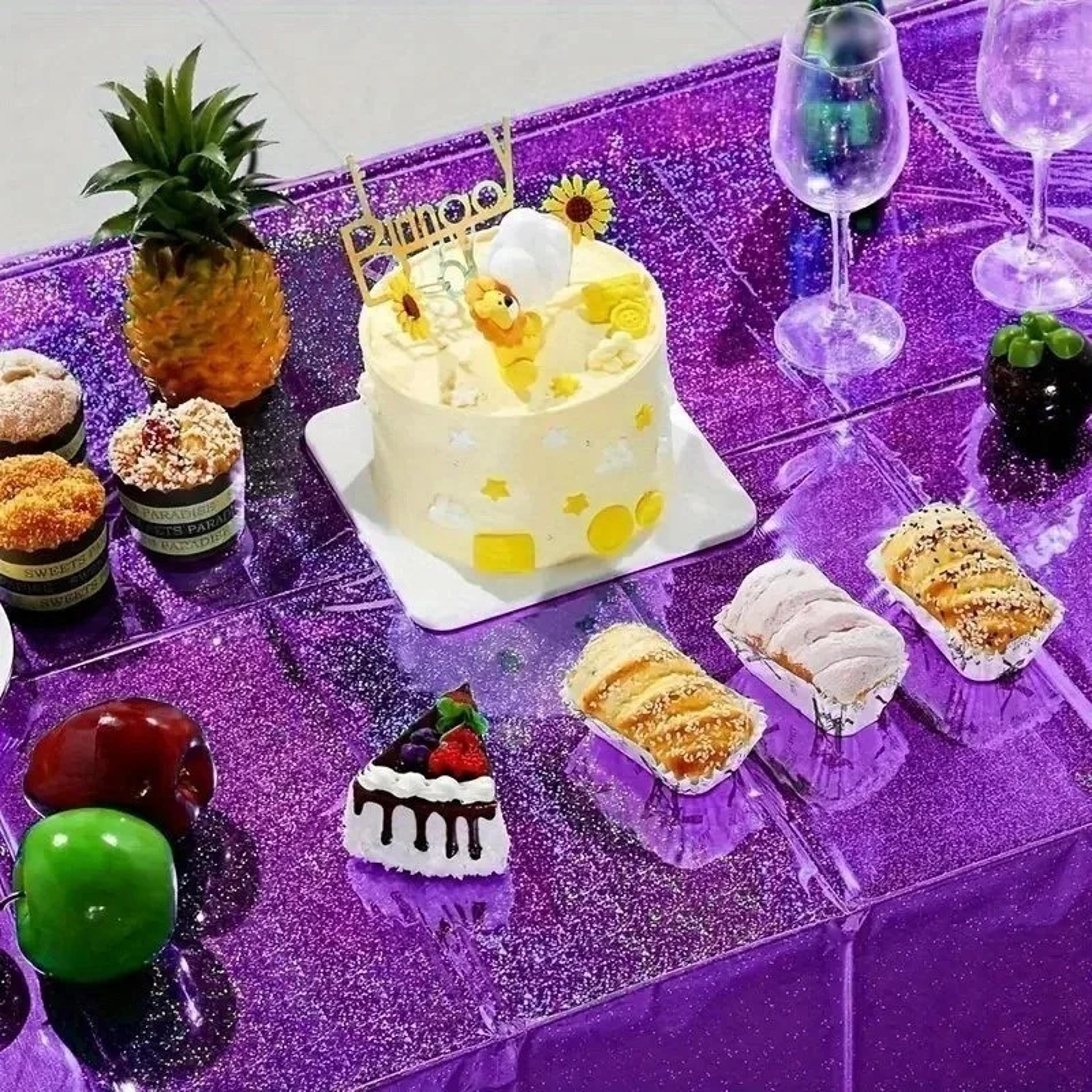 Purple Party Tablecloth Rectangular Disposable Table Cover For Weddings  Events 2