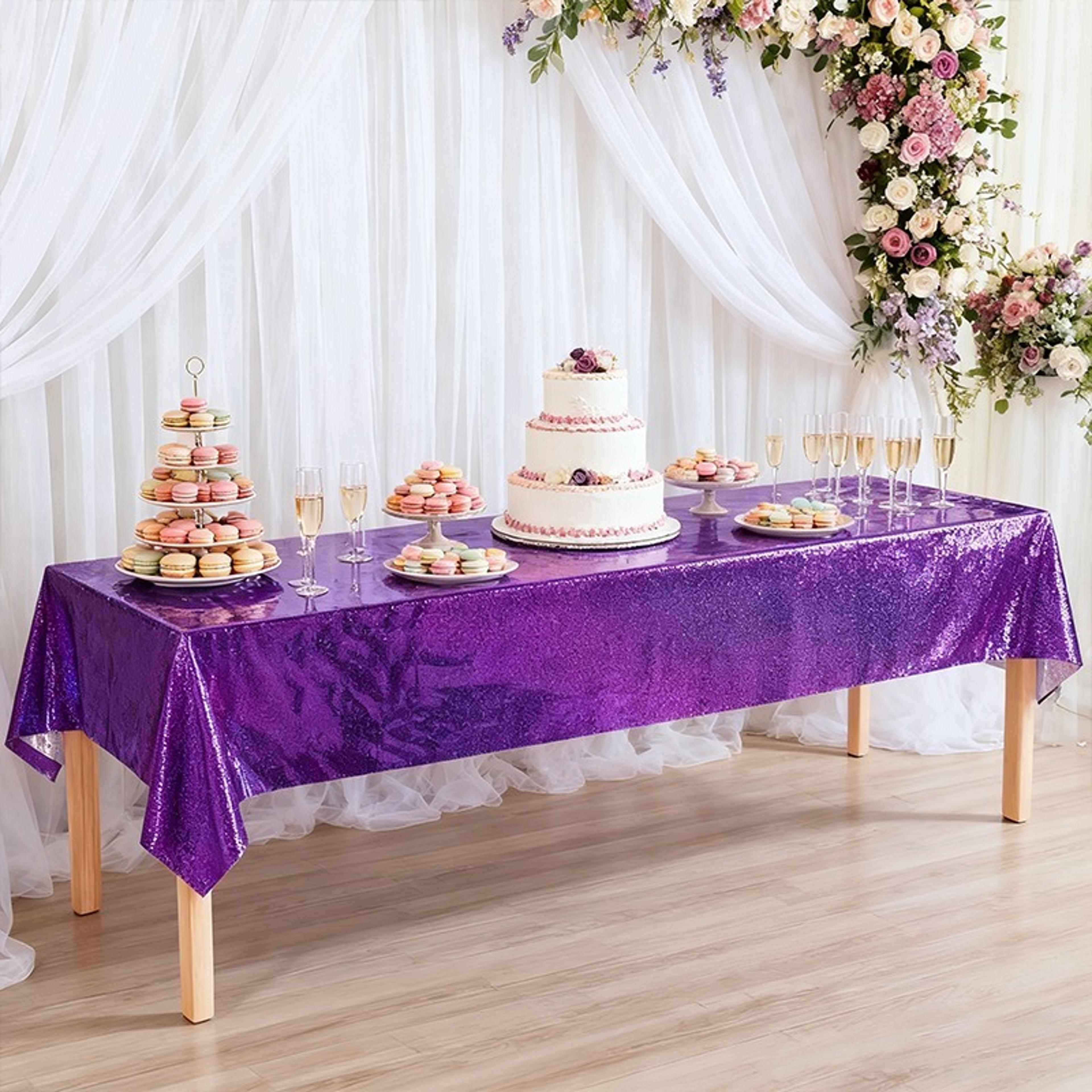 Purple Party Tablecloth Rectangular Disposable Table Cover For Weddings  Events 4