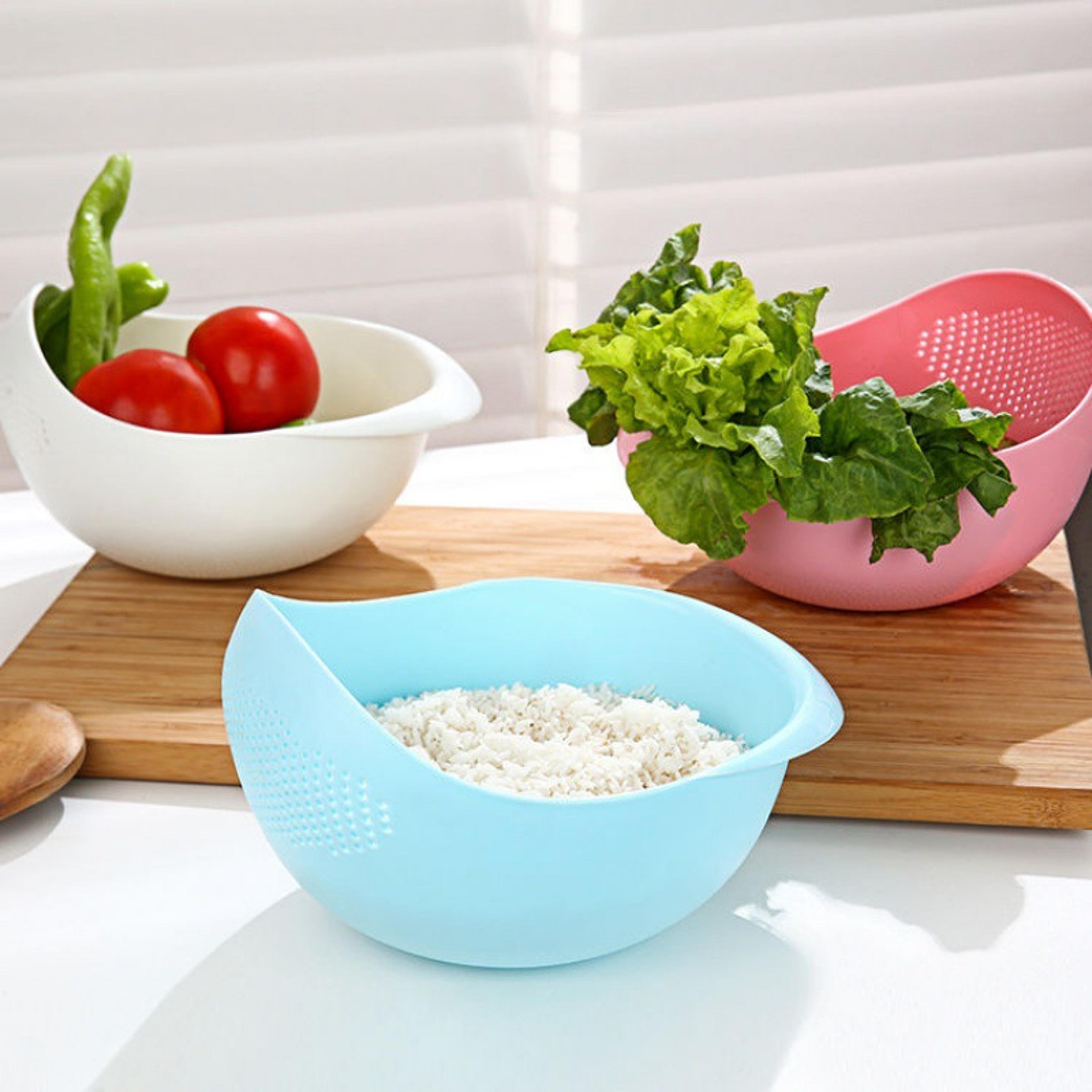 Premium Plastic Rice Strainer Colander  Kitchen Drain Basket With Handles 2