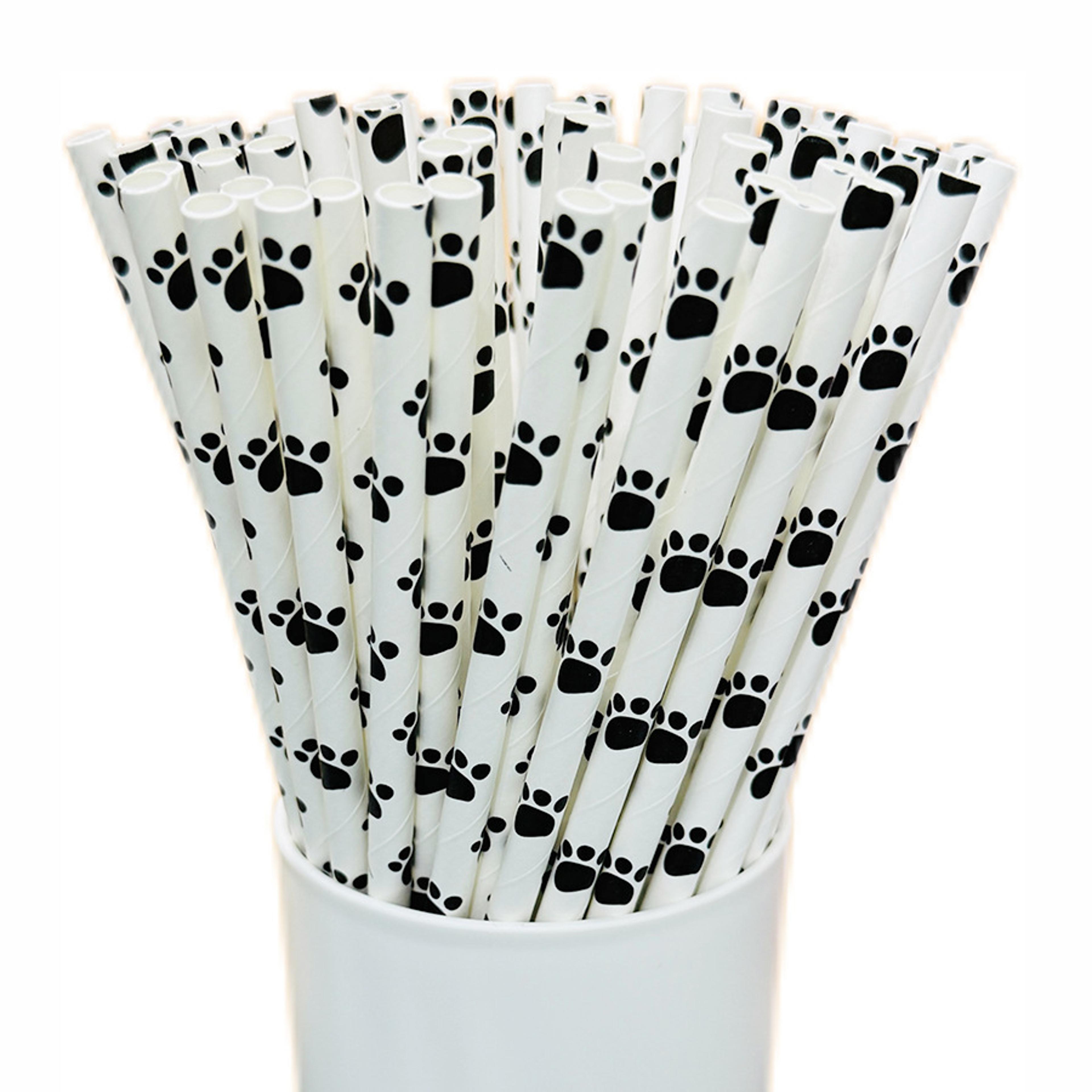 Cute Cat Paw Print Eco Friendly Paper Drinking Straws 1