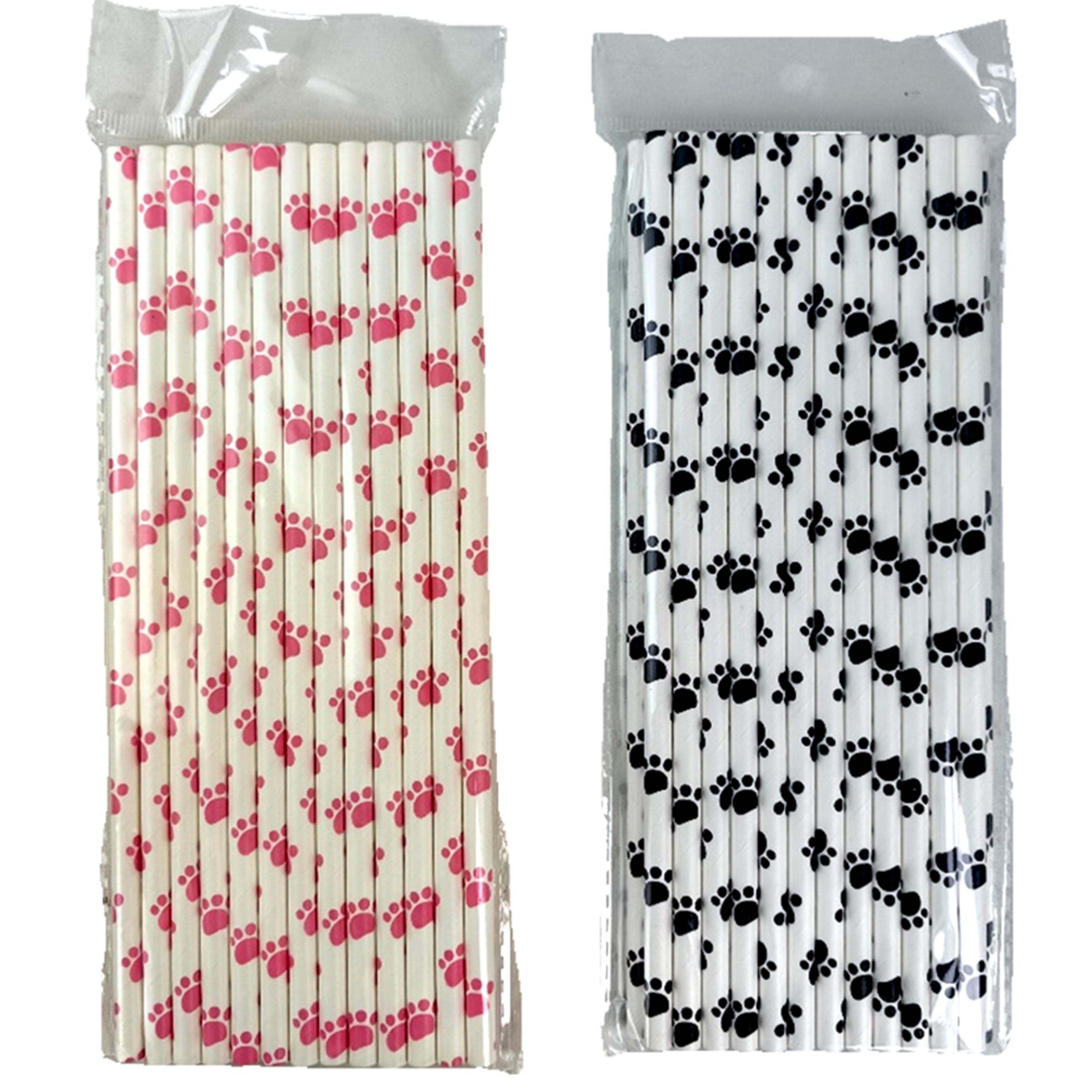 Cute Cat Paw Print Eco Friendly Paper Drinking Straws 4