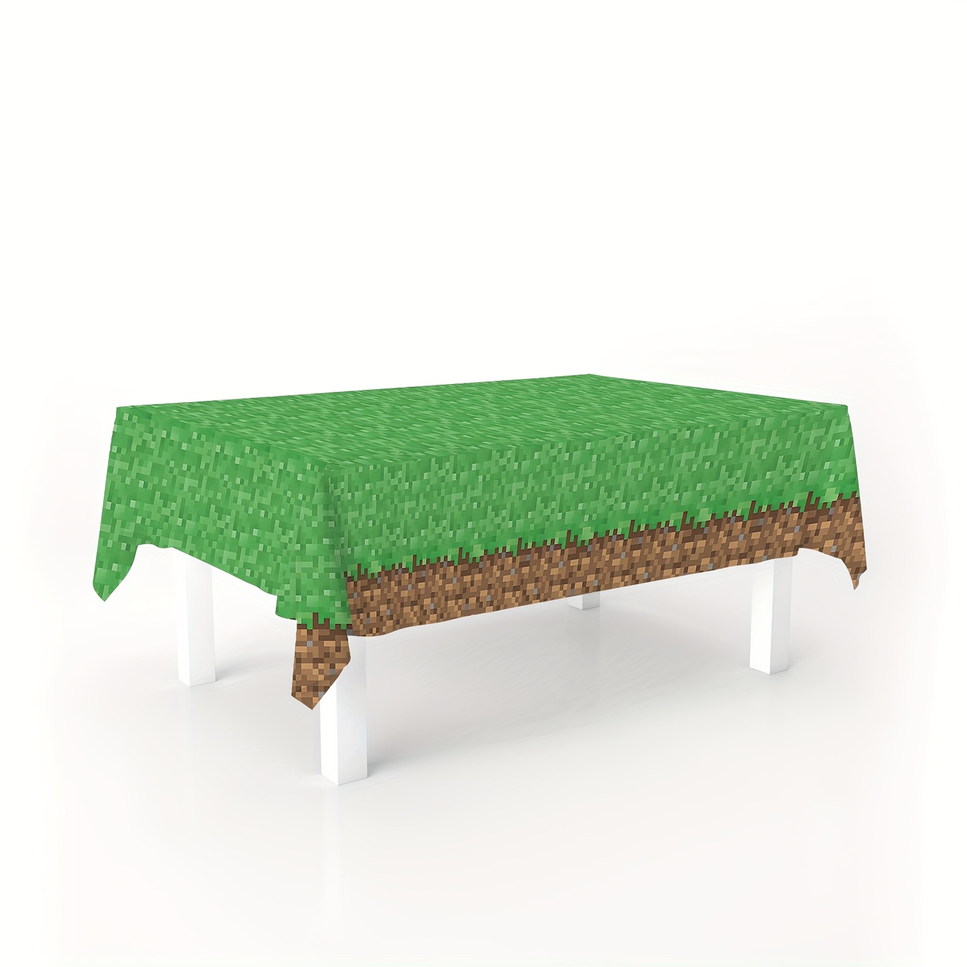 Pixel Tablecloth Disposable Rectangular Grass Party Table Cover 0