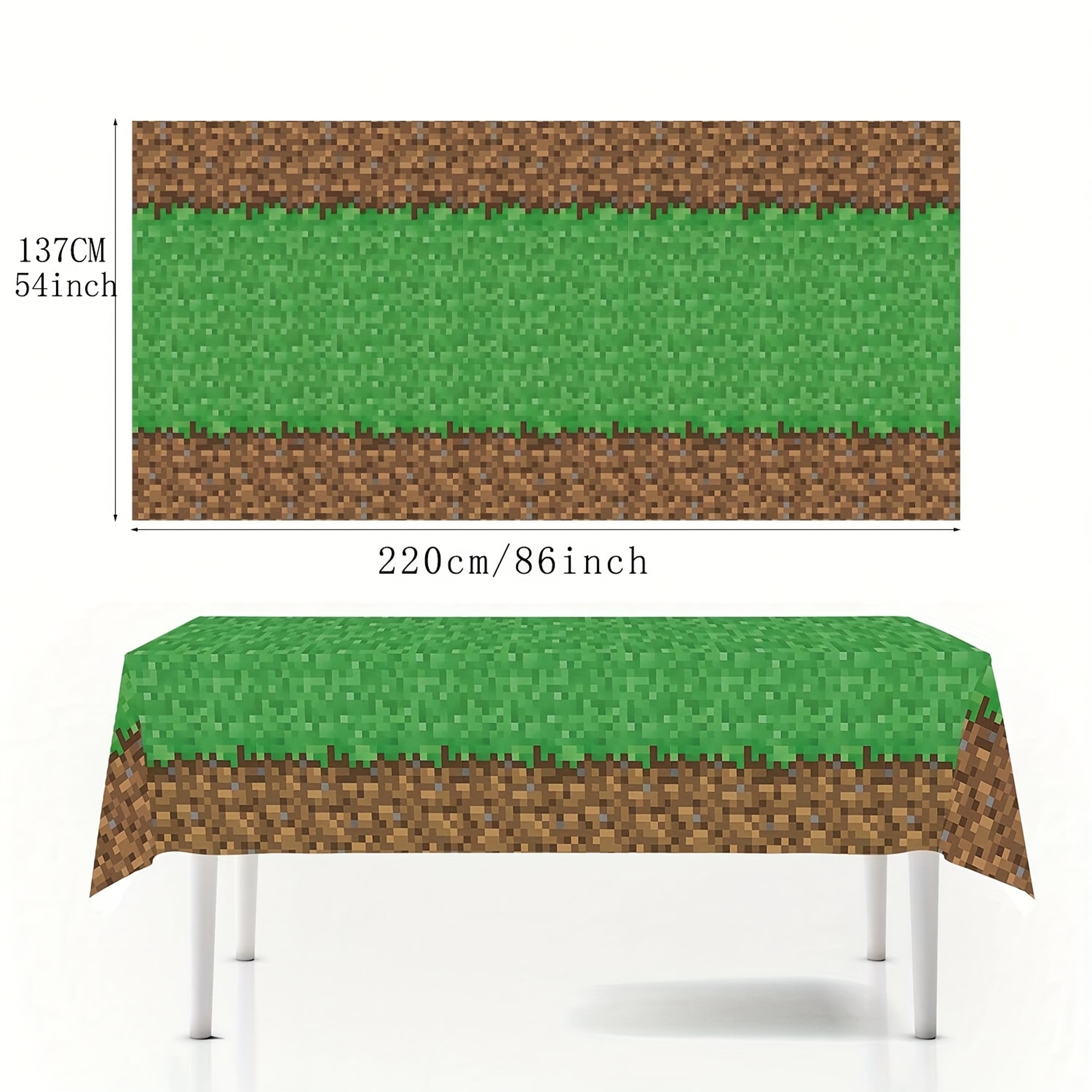 Pixel Tablecloth Disposable Rectangular Grass Party Table Cover 3