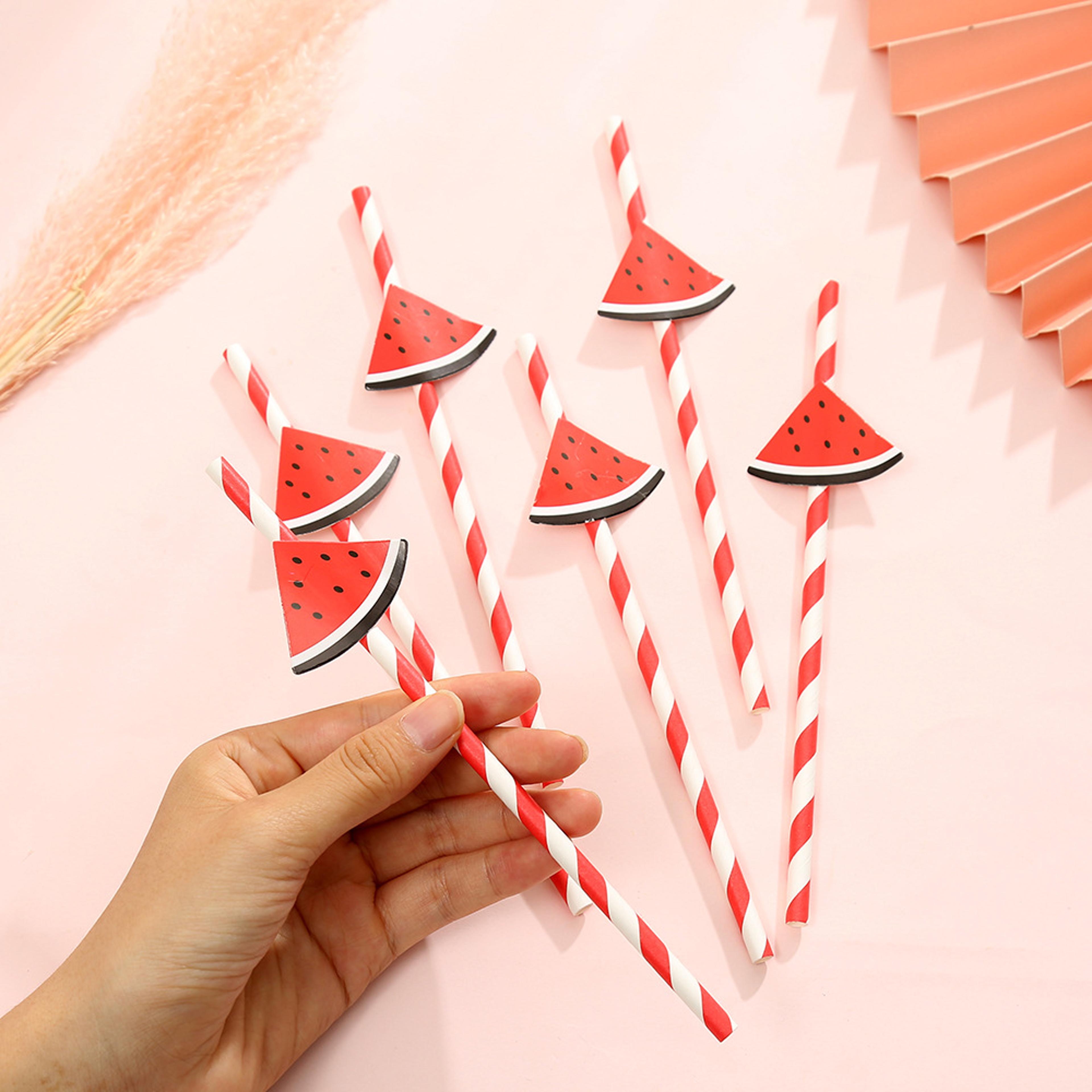 Eco Fruit  Animal Decorative Paper Straws Pack Biodegradable Party Straws 7