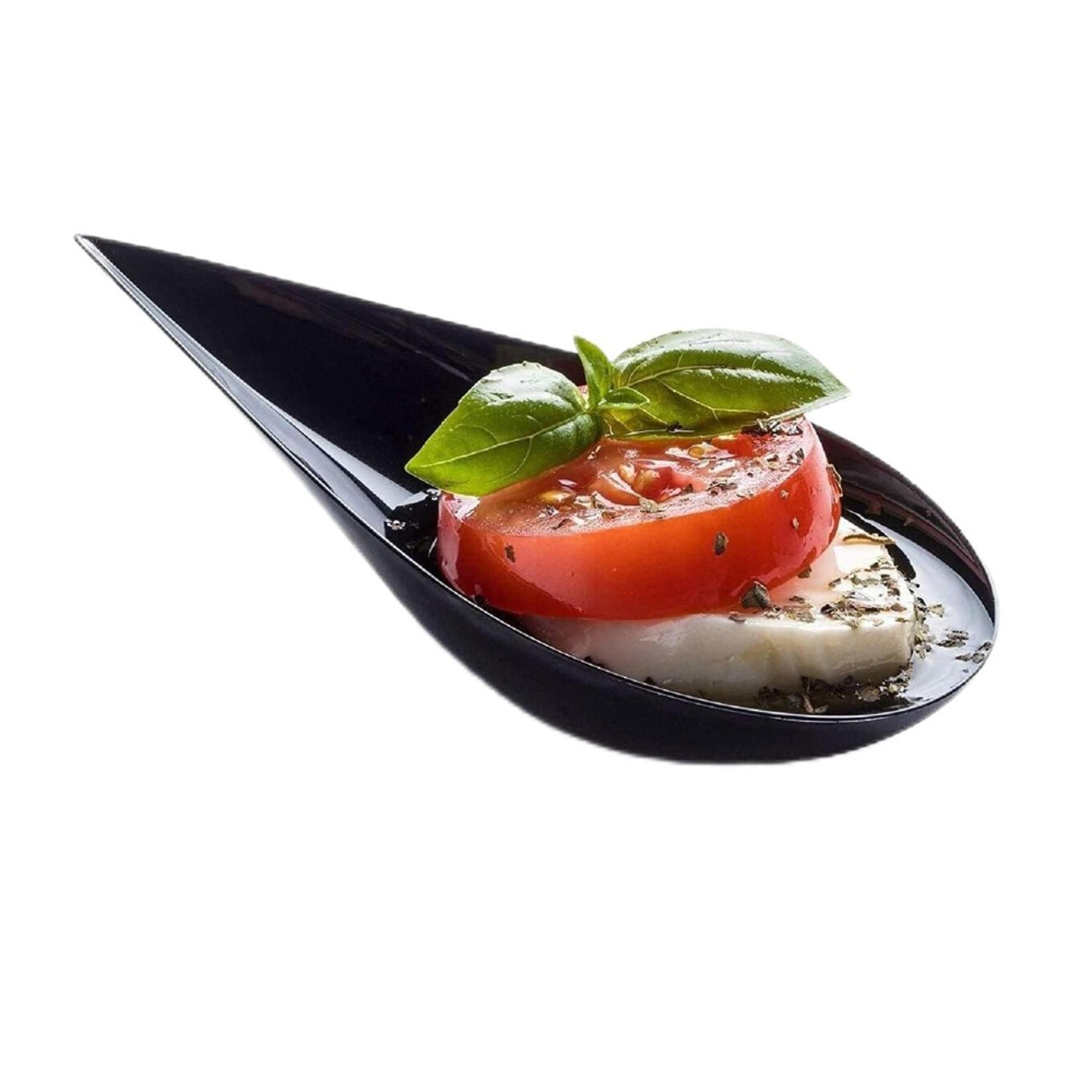 Premium Tear Drop Mini Appetizer Plates  Reusable Plastic Tasting Spoons Set 3