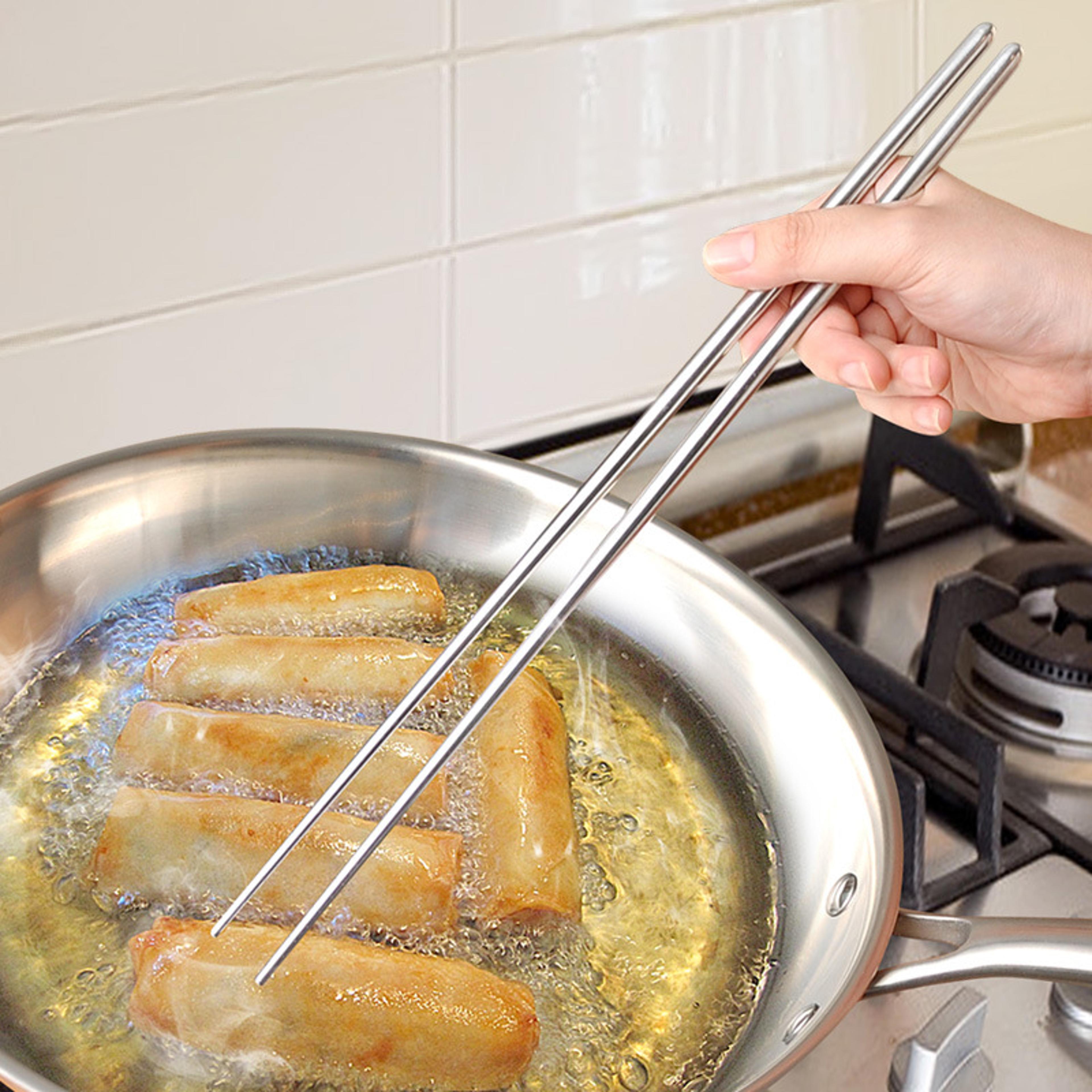 Premium Long Stainless Steel Cooking  Hot Pot Chopsticks Reusable Kitchen Dining Tools 1