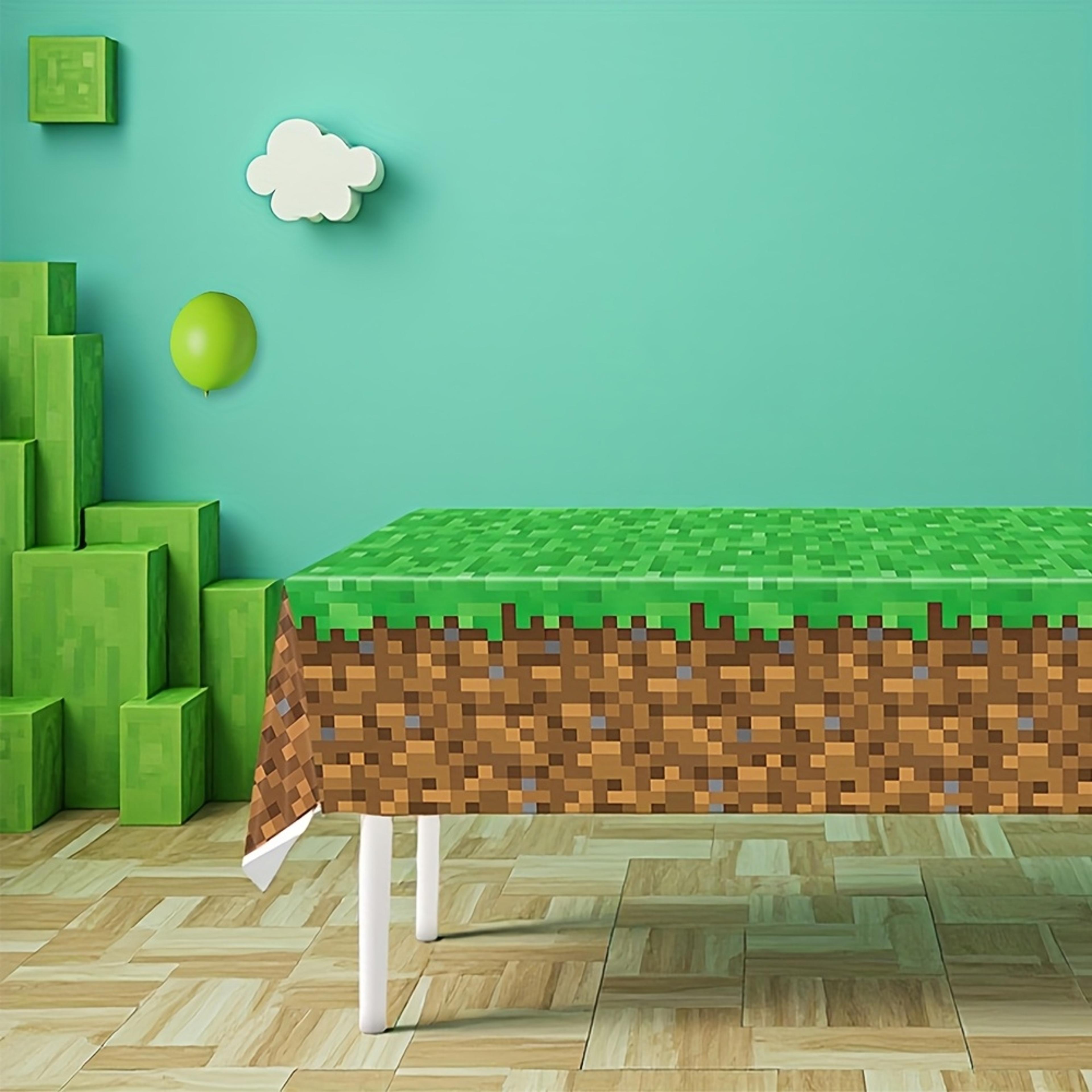 Pixel Grass Block Gaming Party Tablecloth Waterproof Disposable Table Cover 1