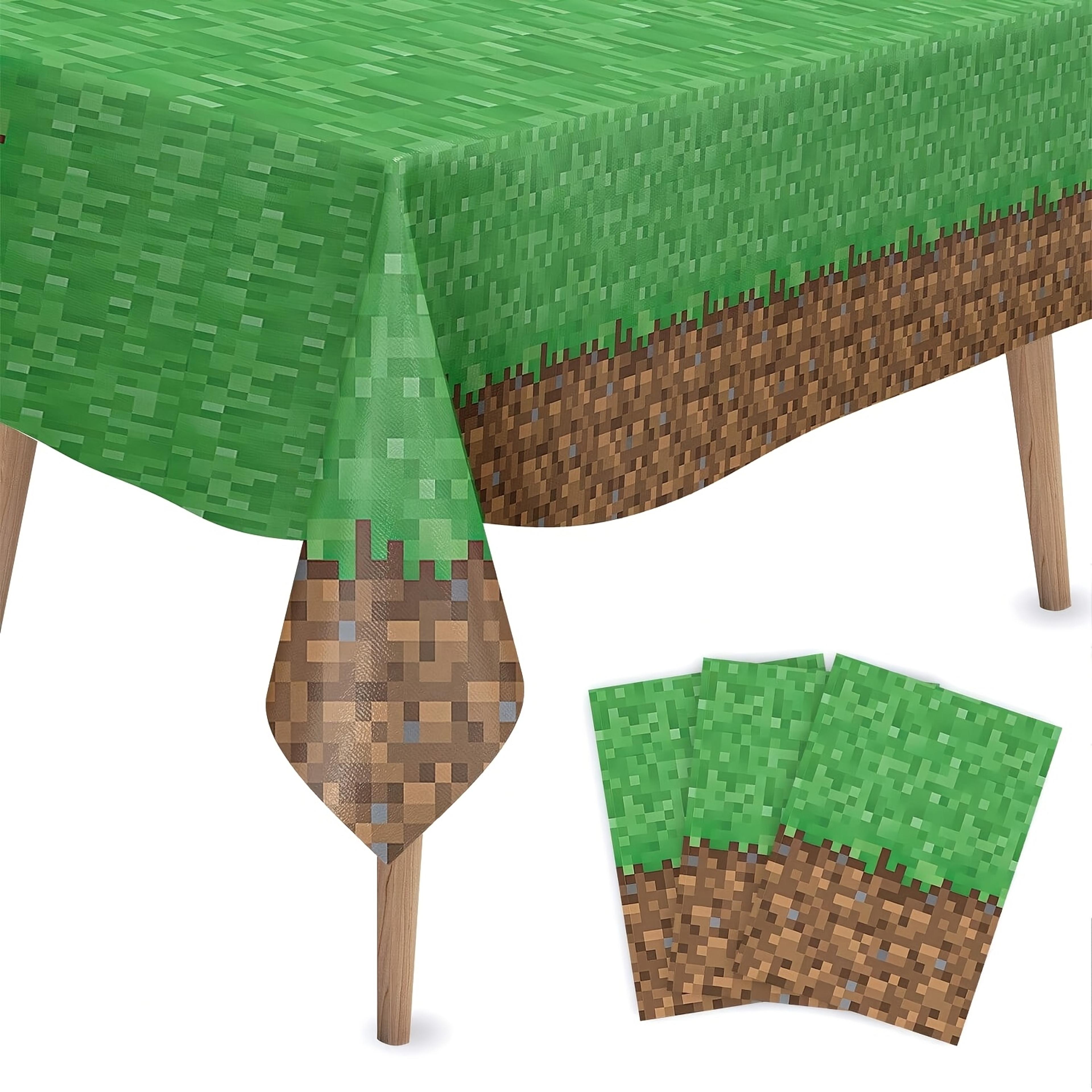 Pixel Grass Block Gaming Party Tablecloth Waterproof Disposable Table Cover 4