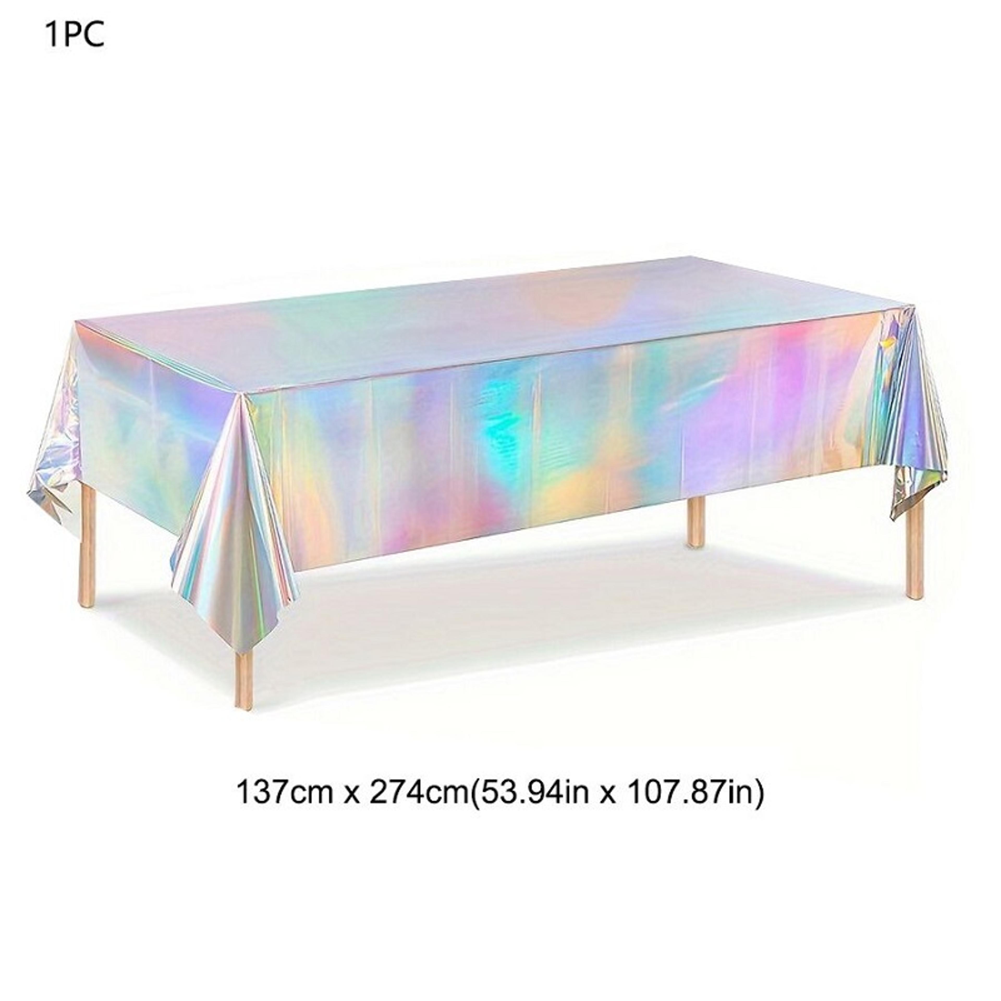 Silver Iridescent Disposable Tablecloth For Disco Birthday And Wedding Party Decor 5