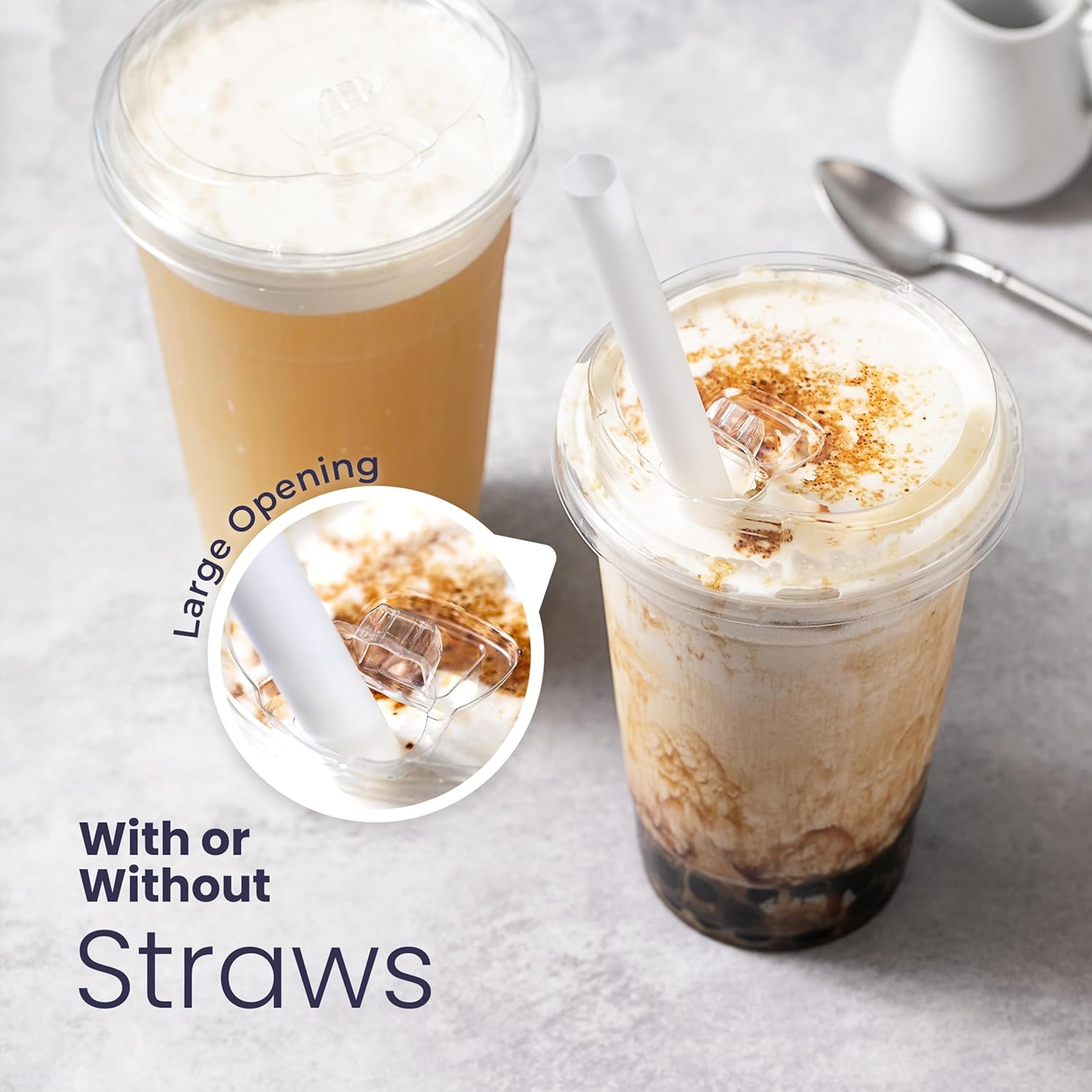 Clear Plastic Cups With Strawless Lids For Iced Coffee Juice And Smoothies 3