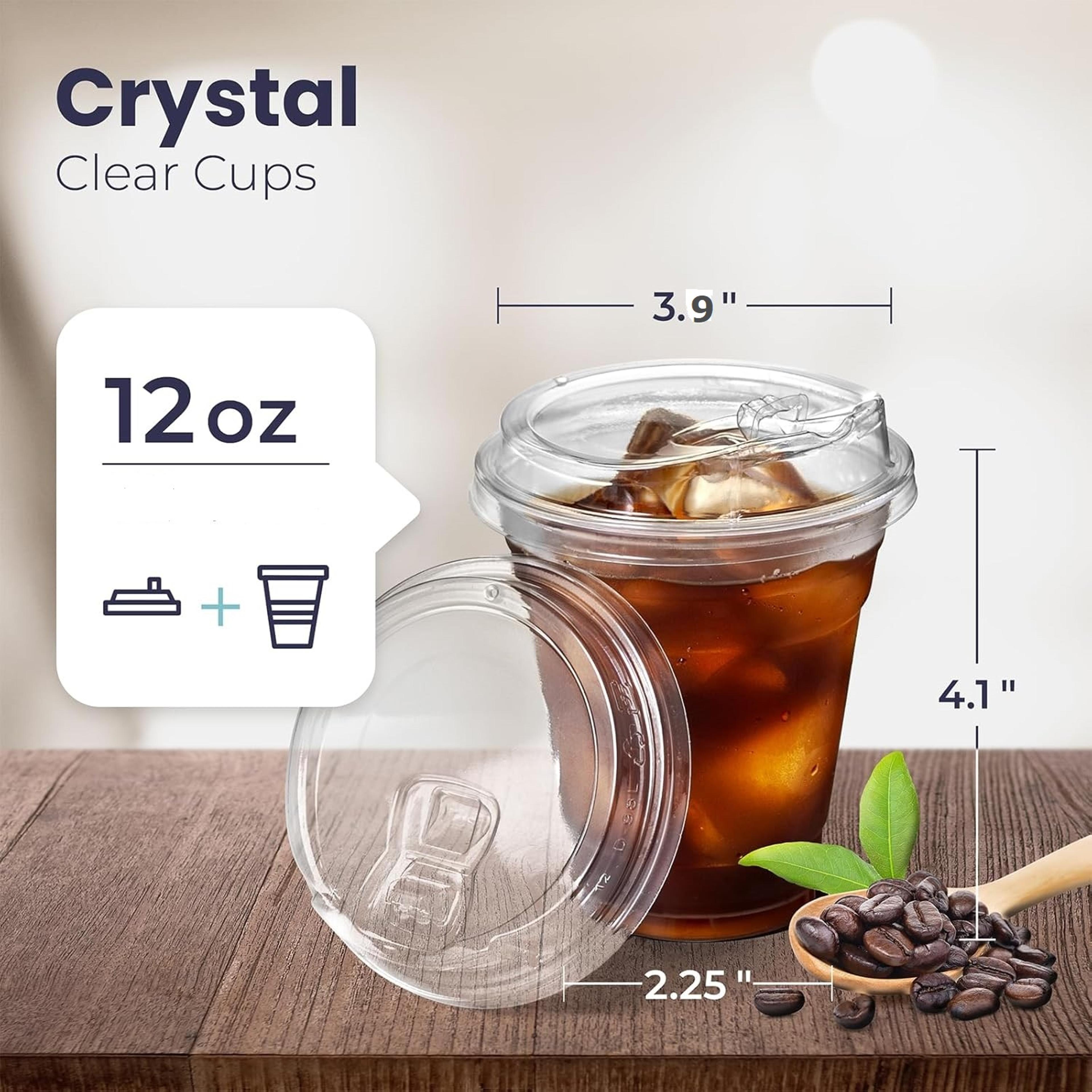 Clear Plastic Cups With Strawless Lids For Iced Coffee Juice And Smoothies 5