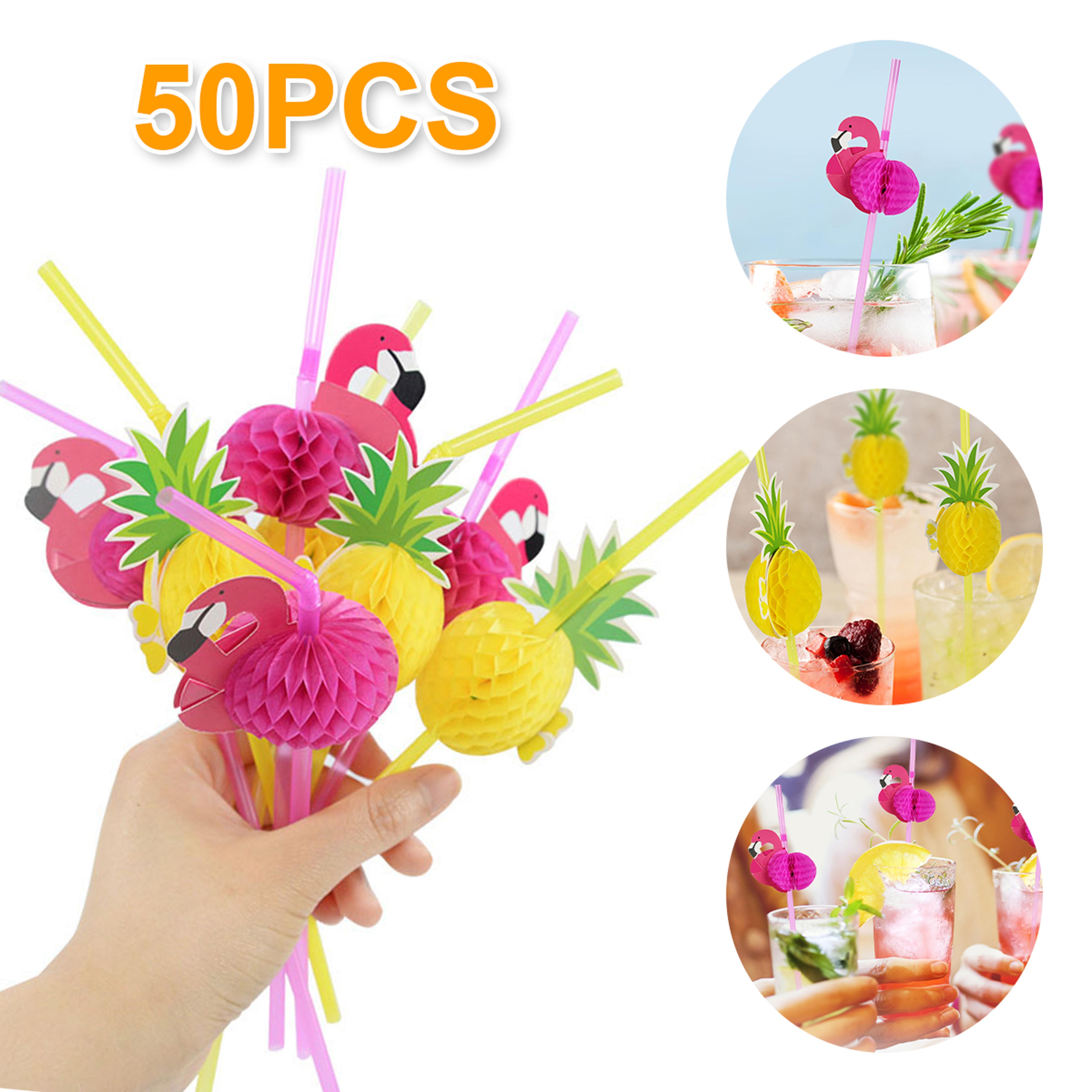 Flamingo Pineapple Party Straws Tropical Cocktail Decor 0