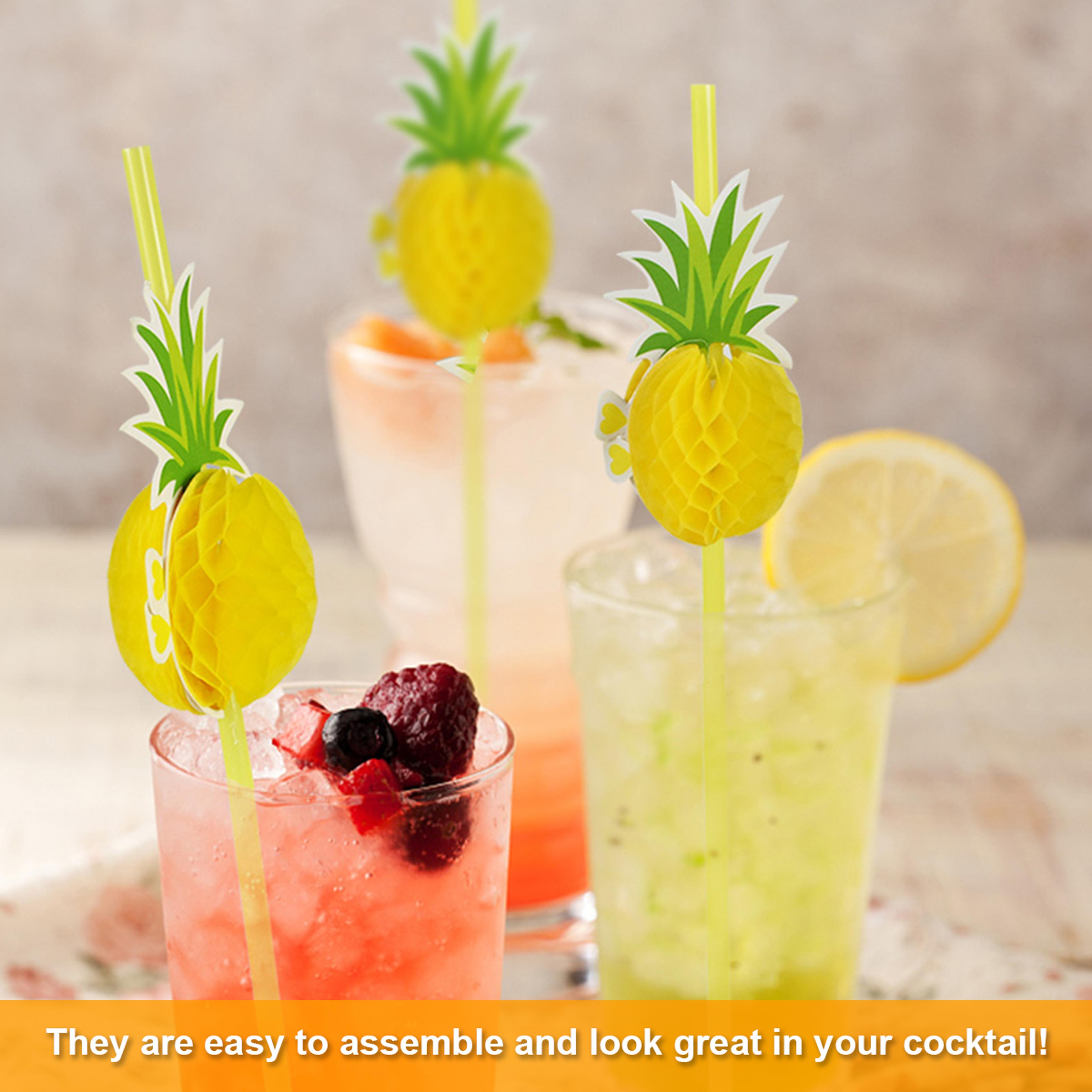Flamingo Pineapple Party Straws Tropical Cocktail Decor 2