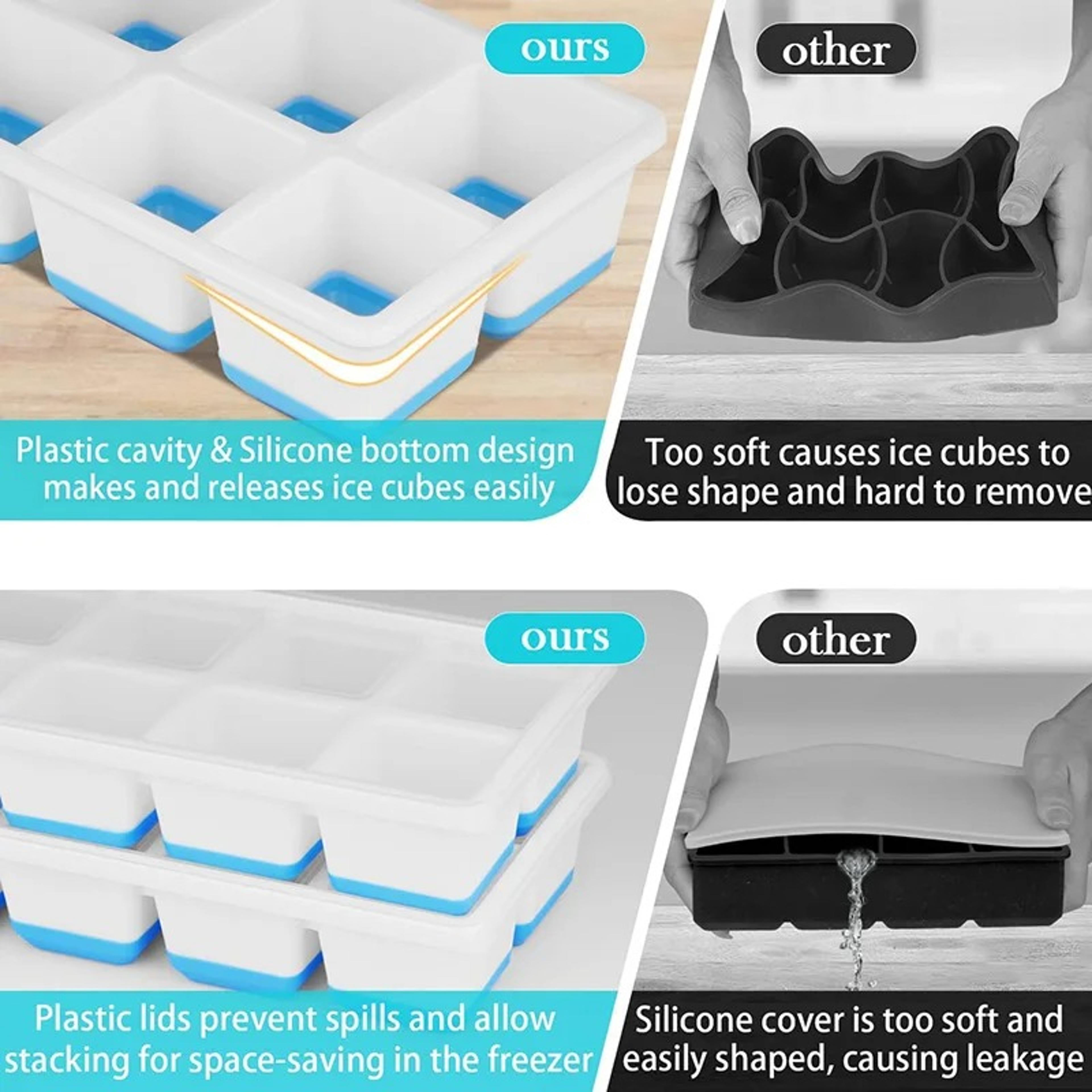 Large Ice Cube Tray With Lid Easy Release Silicone Whiskey Ice Mold 2